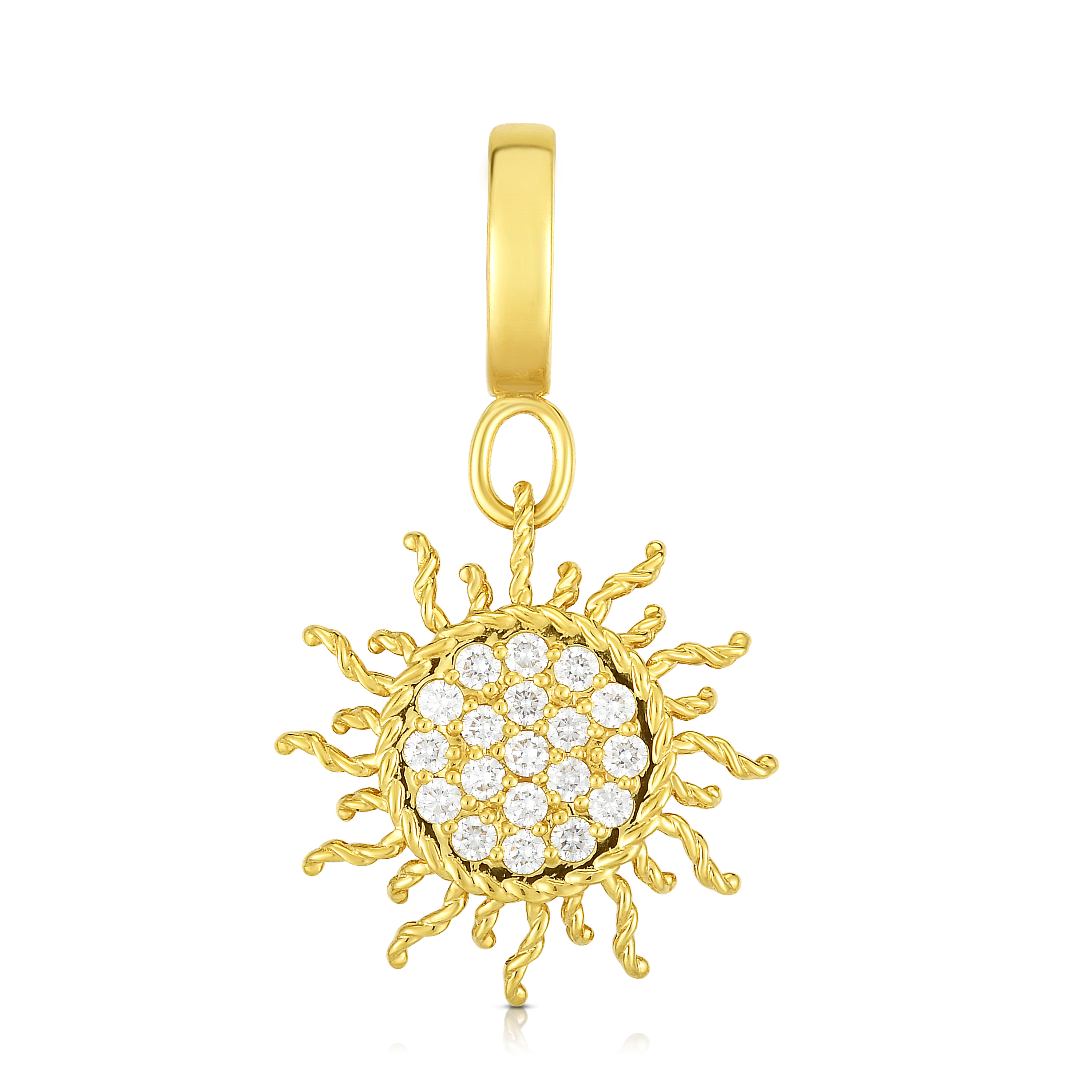 18k Yellow Gold Princess Diamond Sun Charm