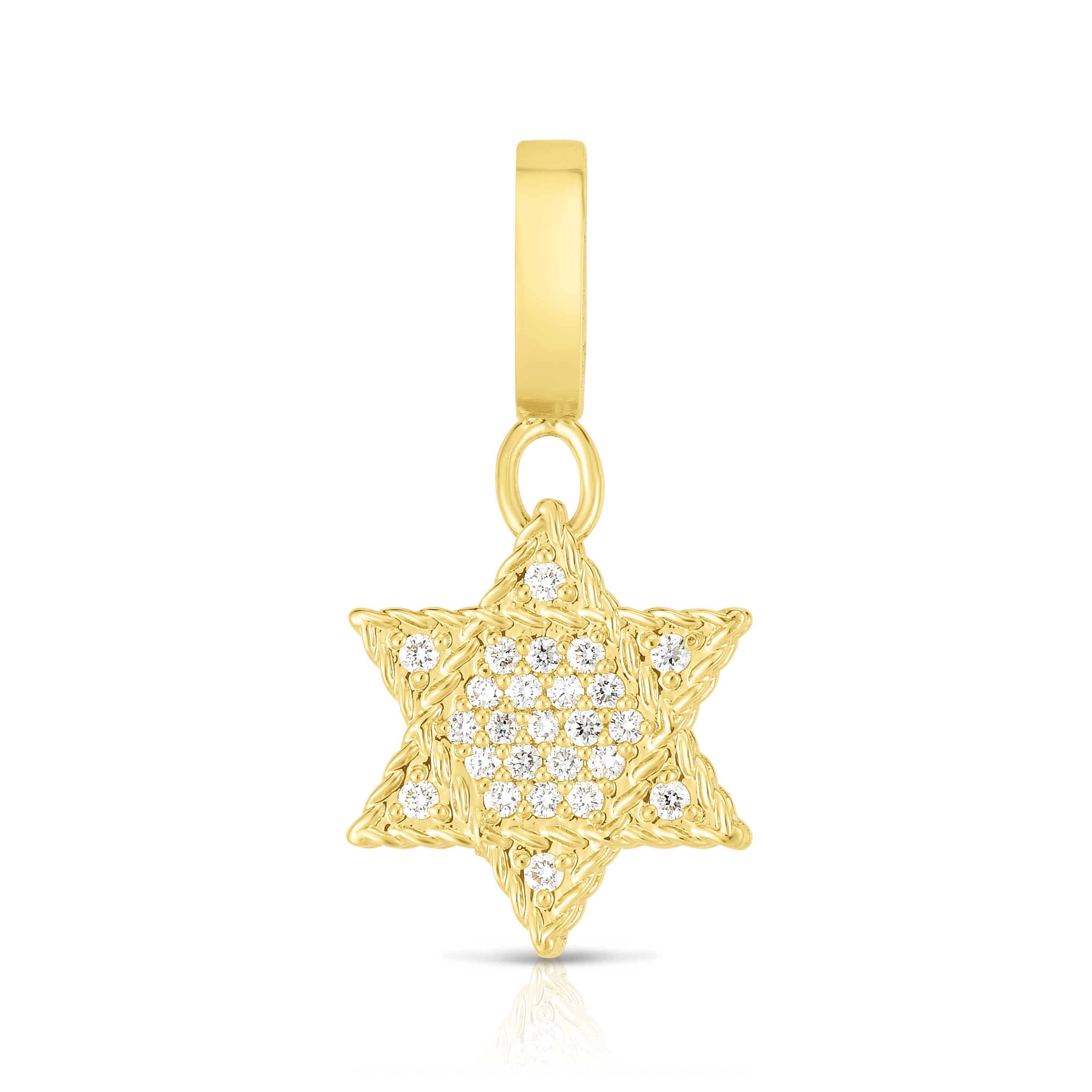 18k Yellow Gold Princess Diamond Star Of David Charm