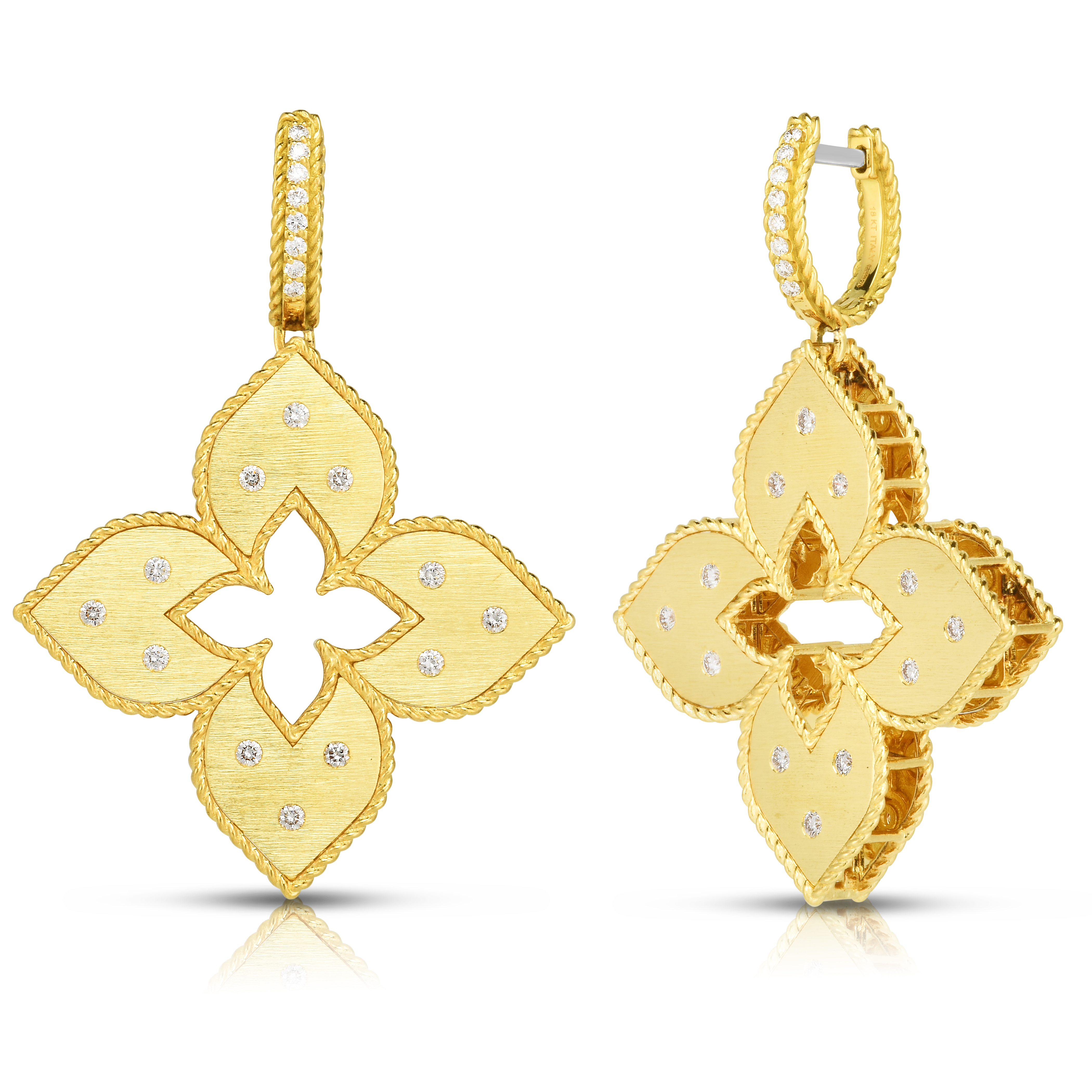 18k Yellow Gold Venetian Princess Large Diamond Dangle Earrings