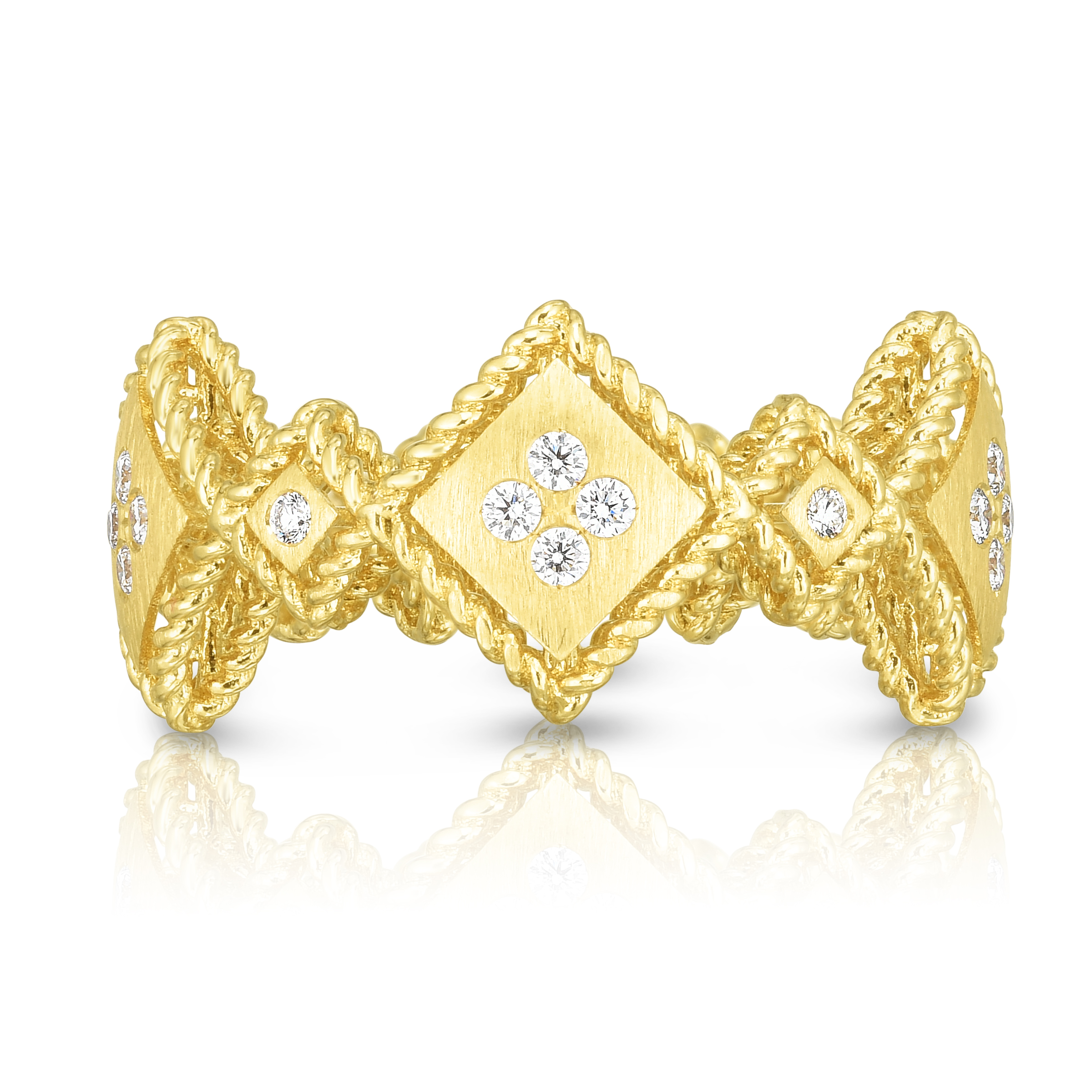 18k Yellow Gold Palazzo Ducale Diamond Accent Alternating Ring