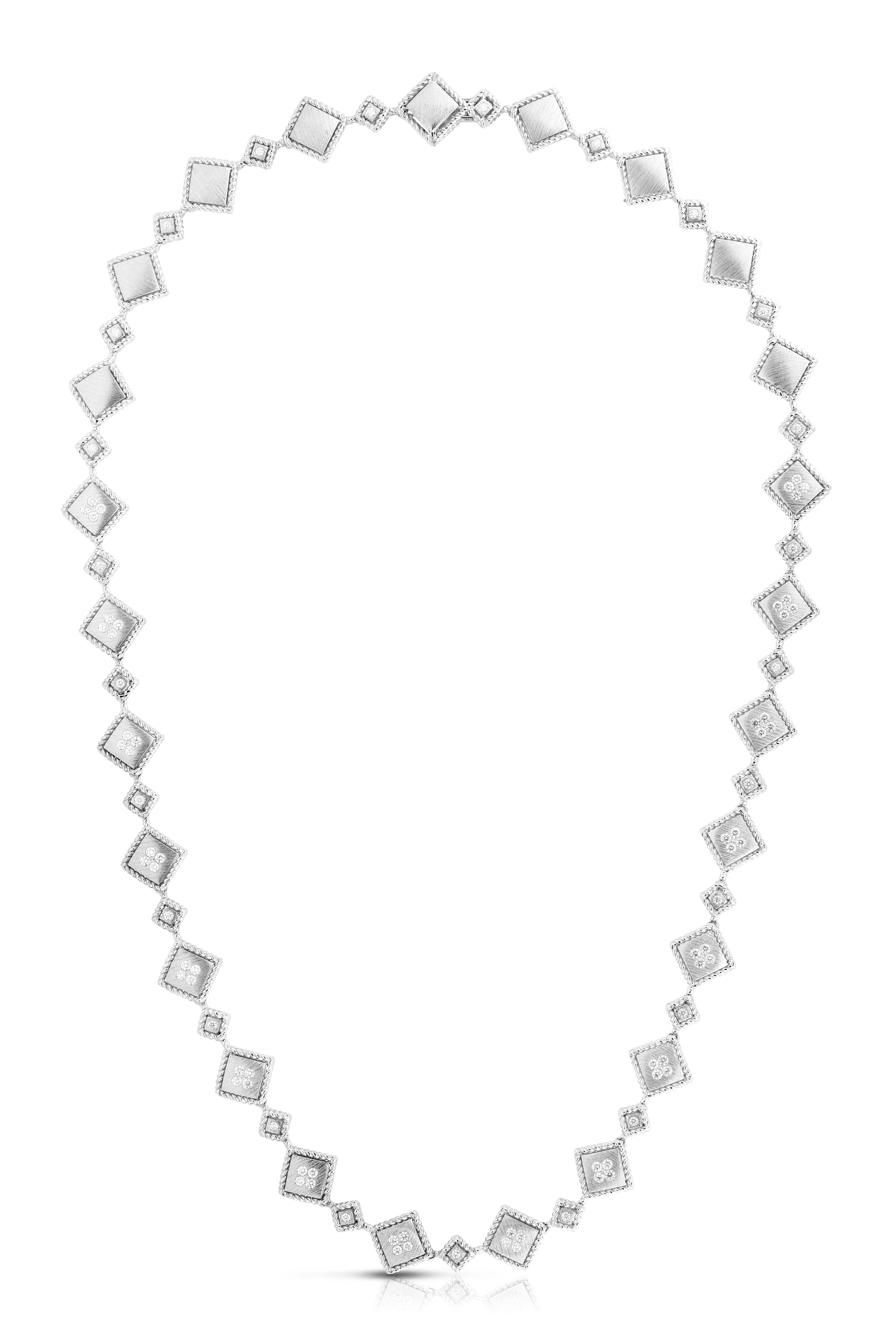 18k White Gold Palazzo Ducale Diamond Accent Satin Collar Necklace