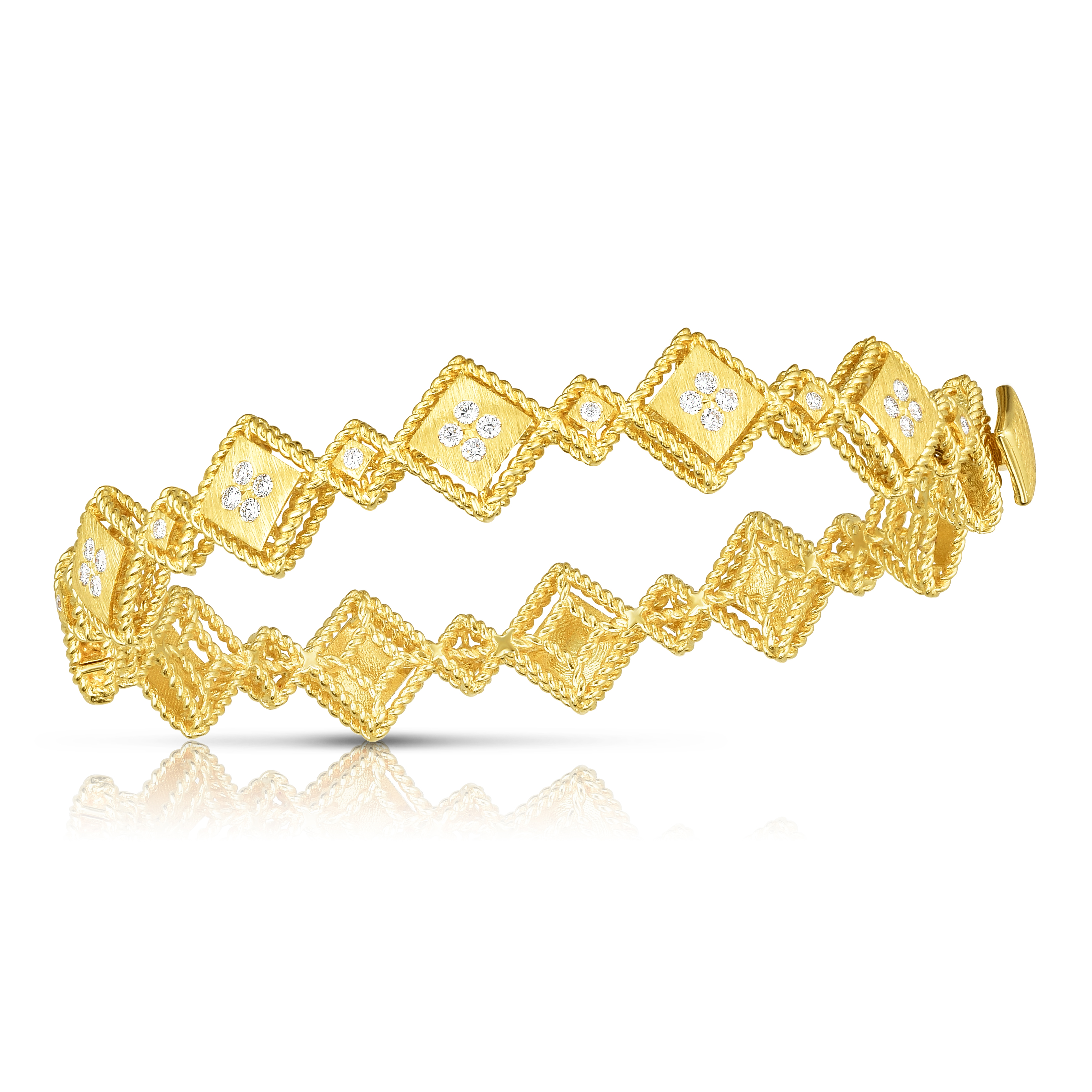 18k Yellow Gold Palazzo Ducale Diamond Accent Satin Bangle