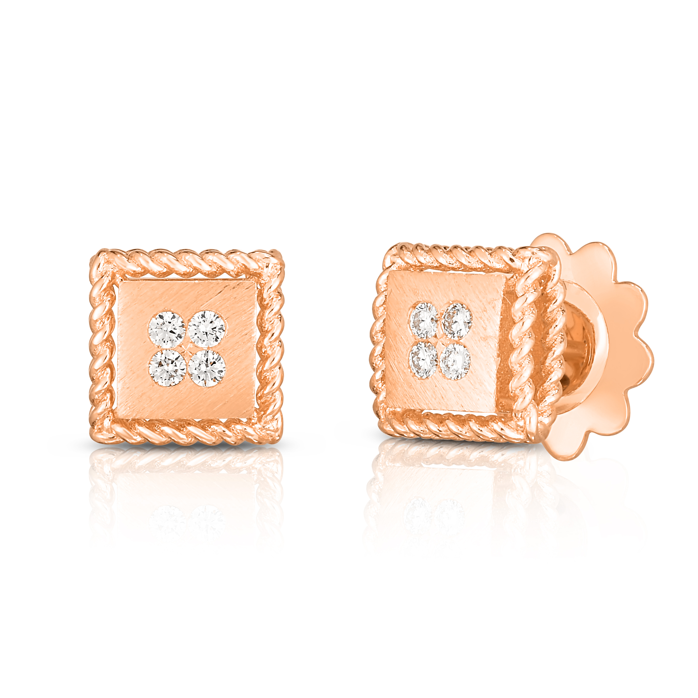 18k Rose Gold Palazzo Ducale Diamond Accent Satin Stud Earrings