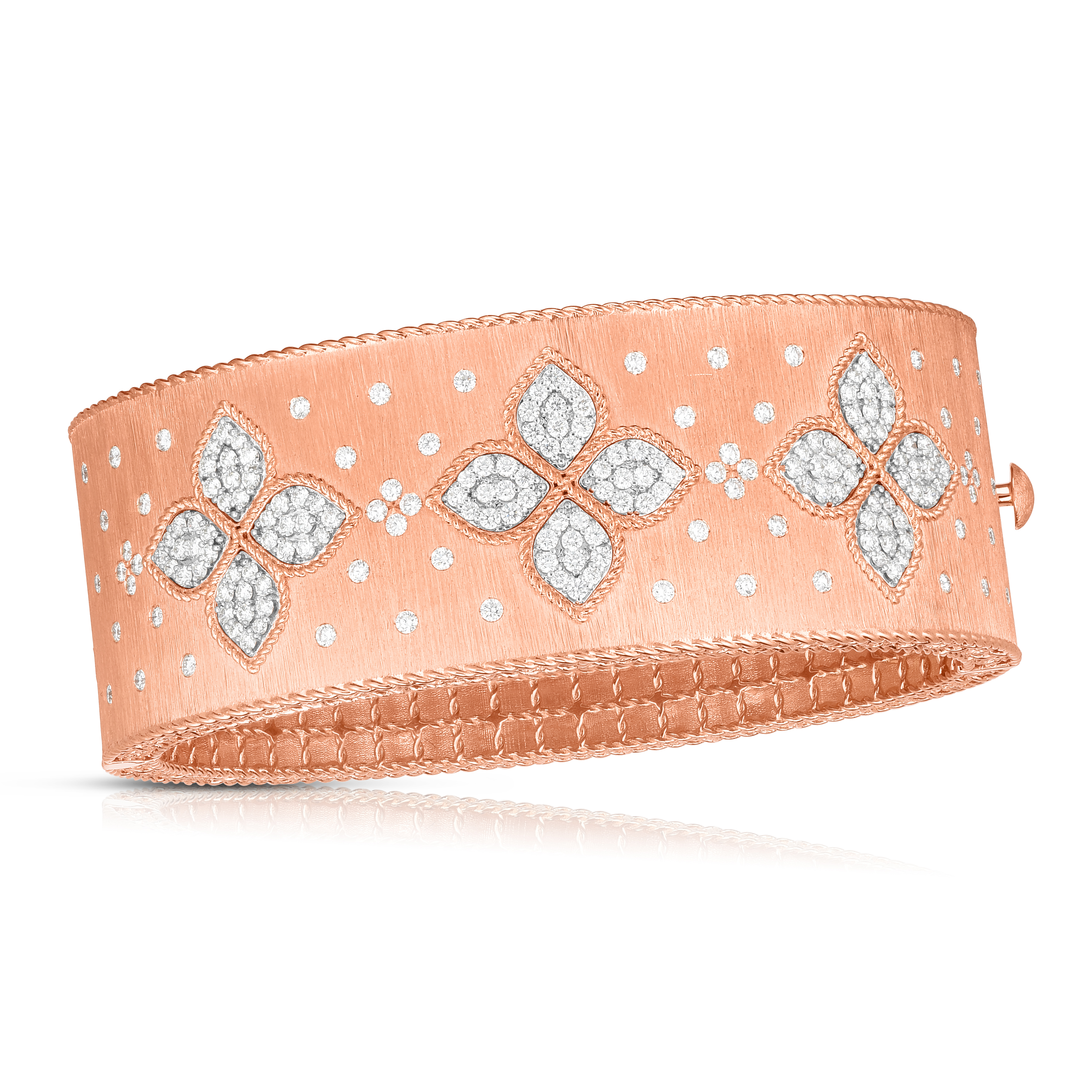 18k Rose/white Gold Venetian Princess Diamond Satin Bangle