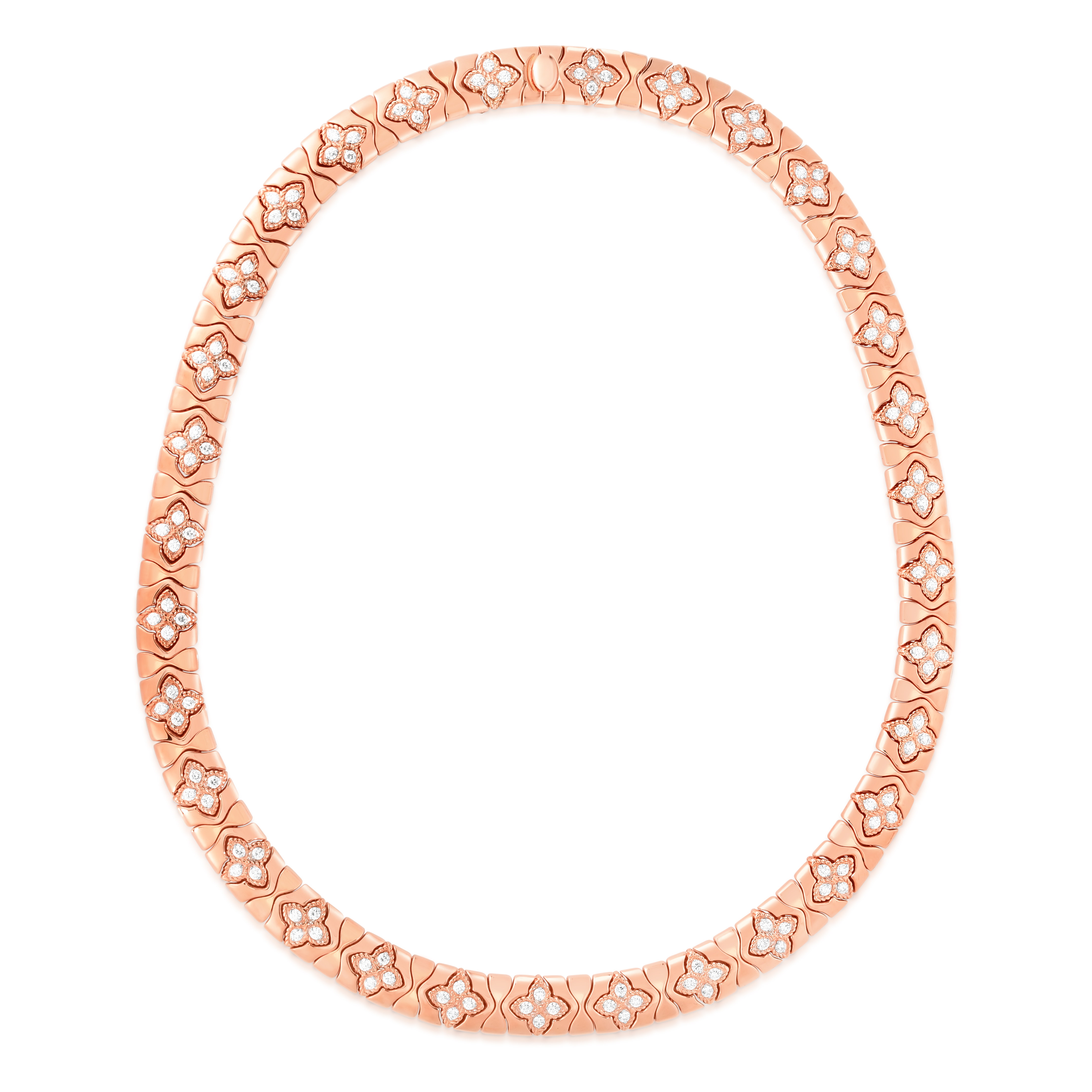 18k Rose/white Gold Royal Princess Flower Diamond Collar Necklace