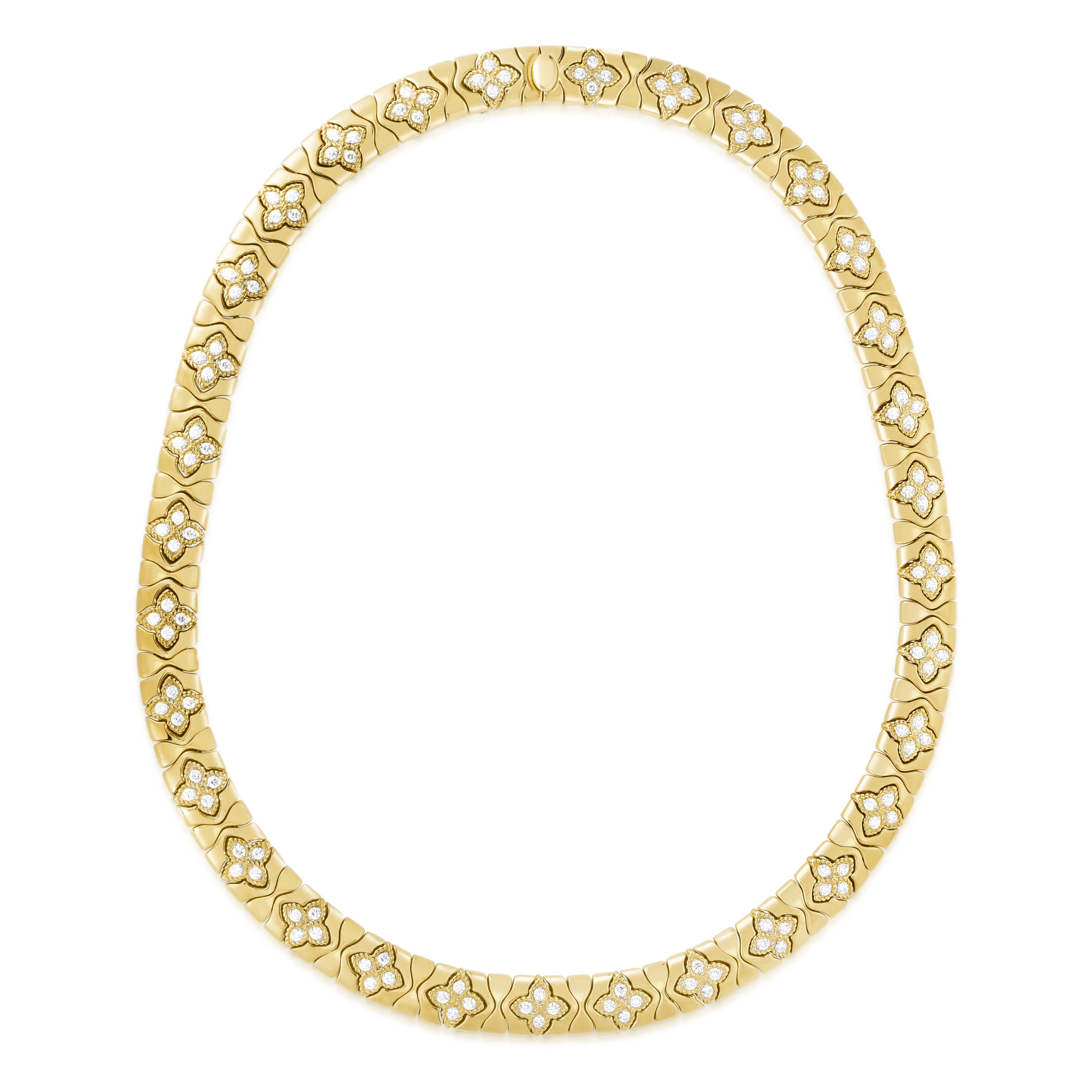18k Yellow/white Gold Royal Princess Flower Diamond Collar Necklace