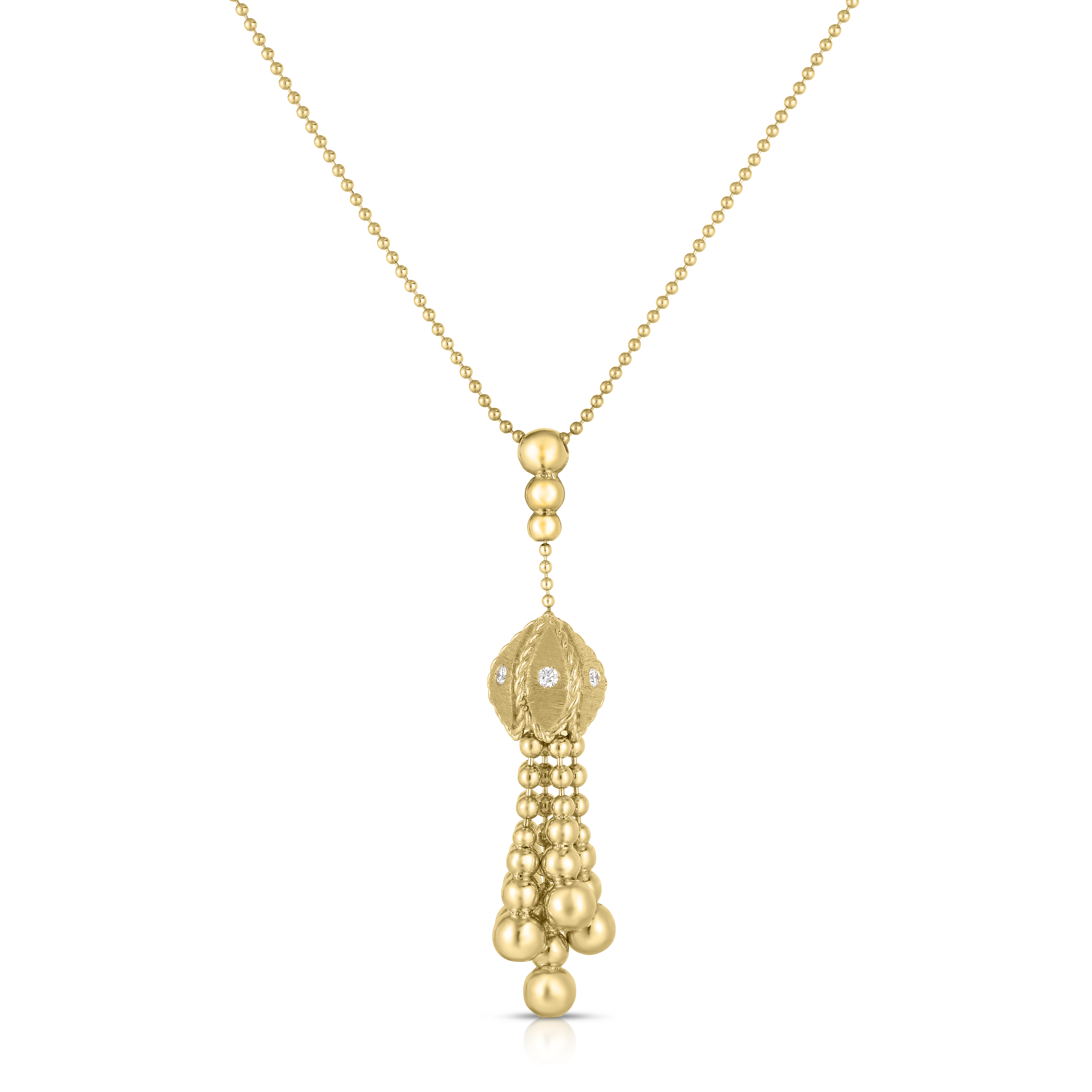 18k Yellow Gold Princess Diamond Tassel Necklace