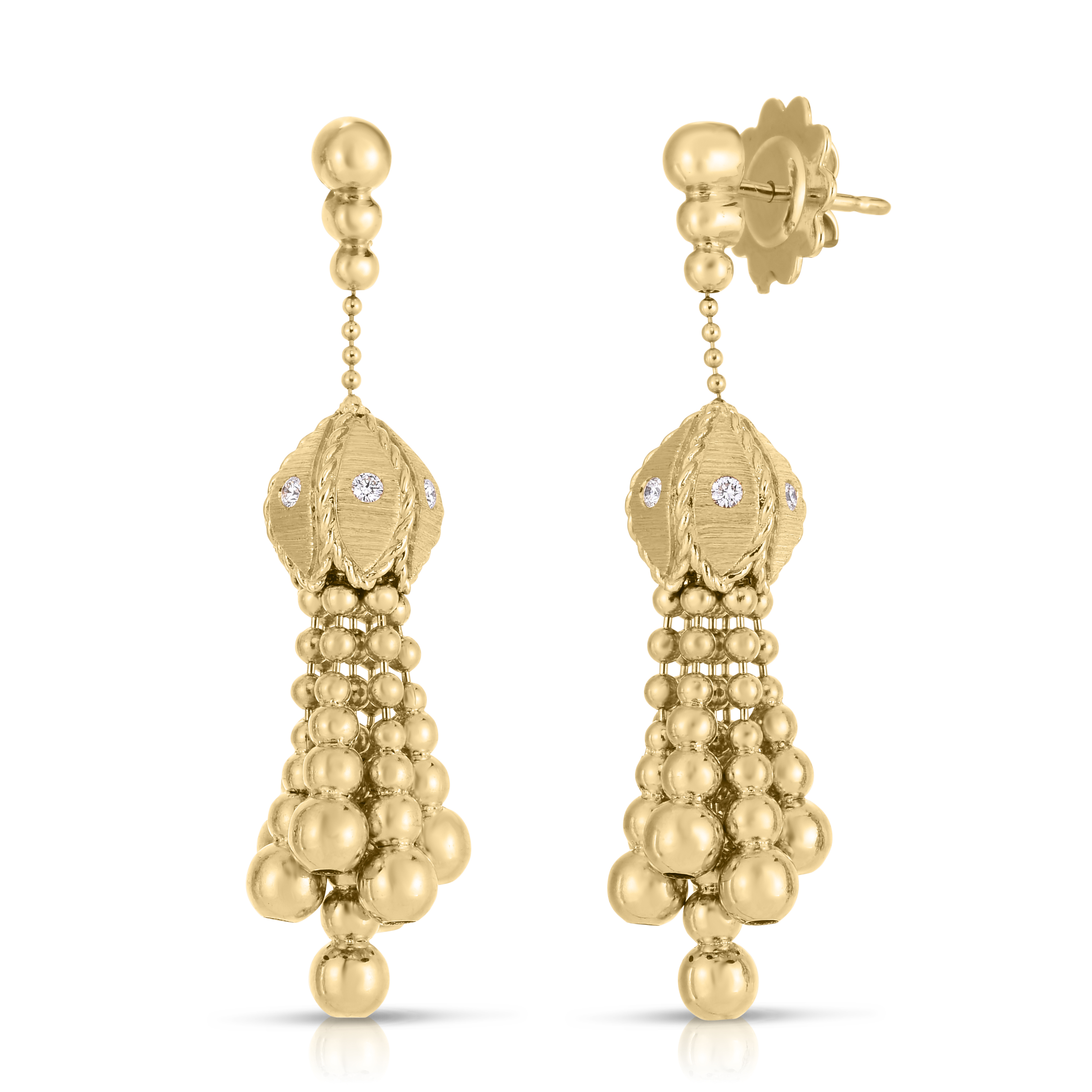 18k Yellow Gold Princess Diamond Tassel Earrings