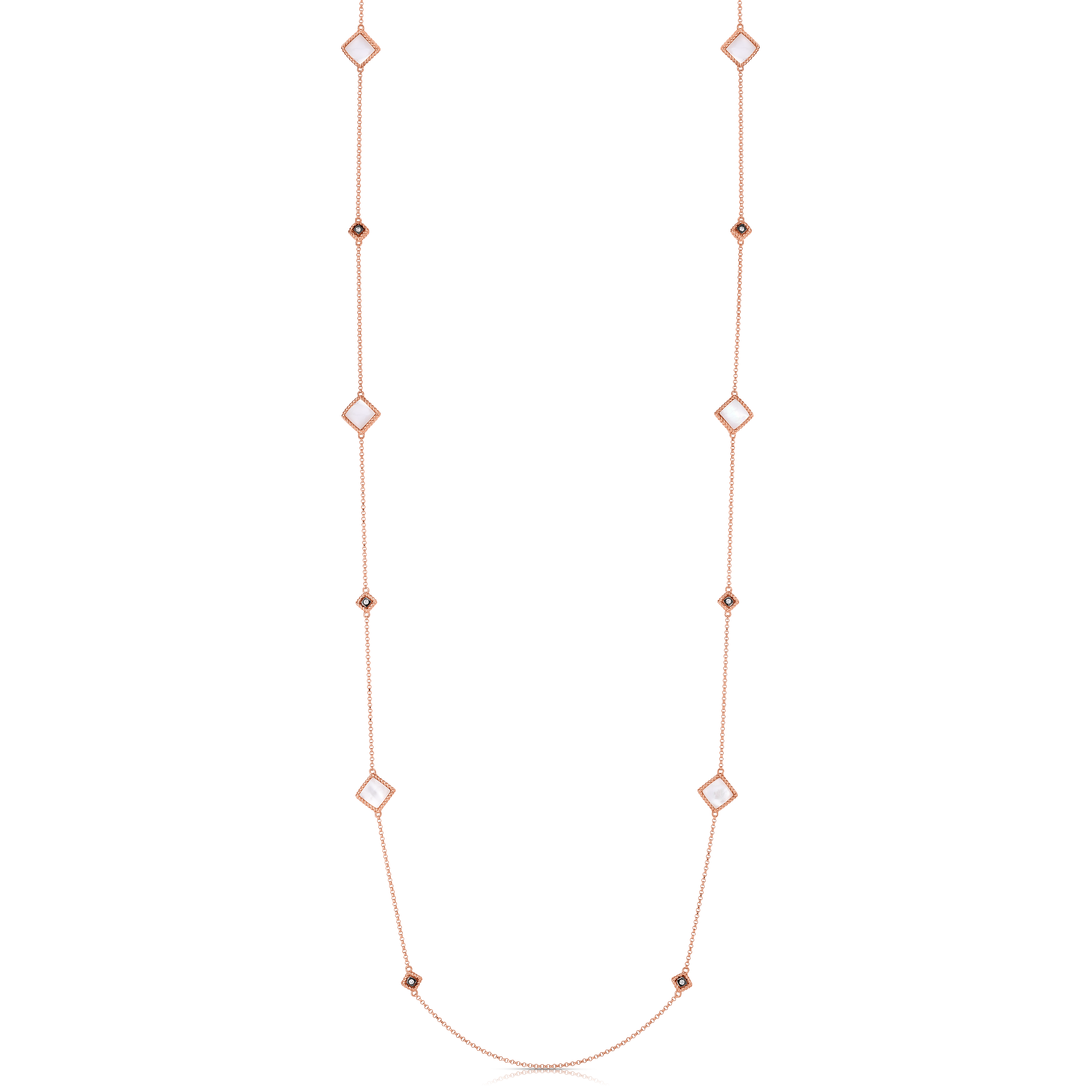 18k Rose Gold Palazzo Ducale Diamond & Mother Of Pearl Station Long Neckalce