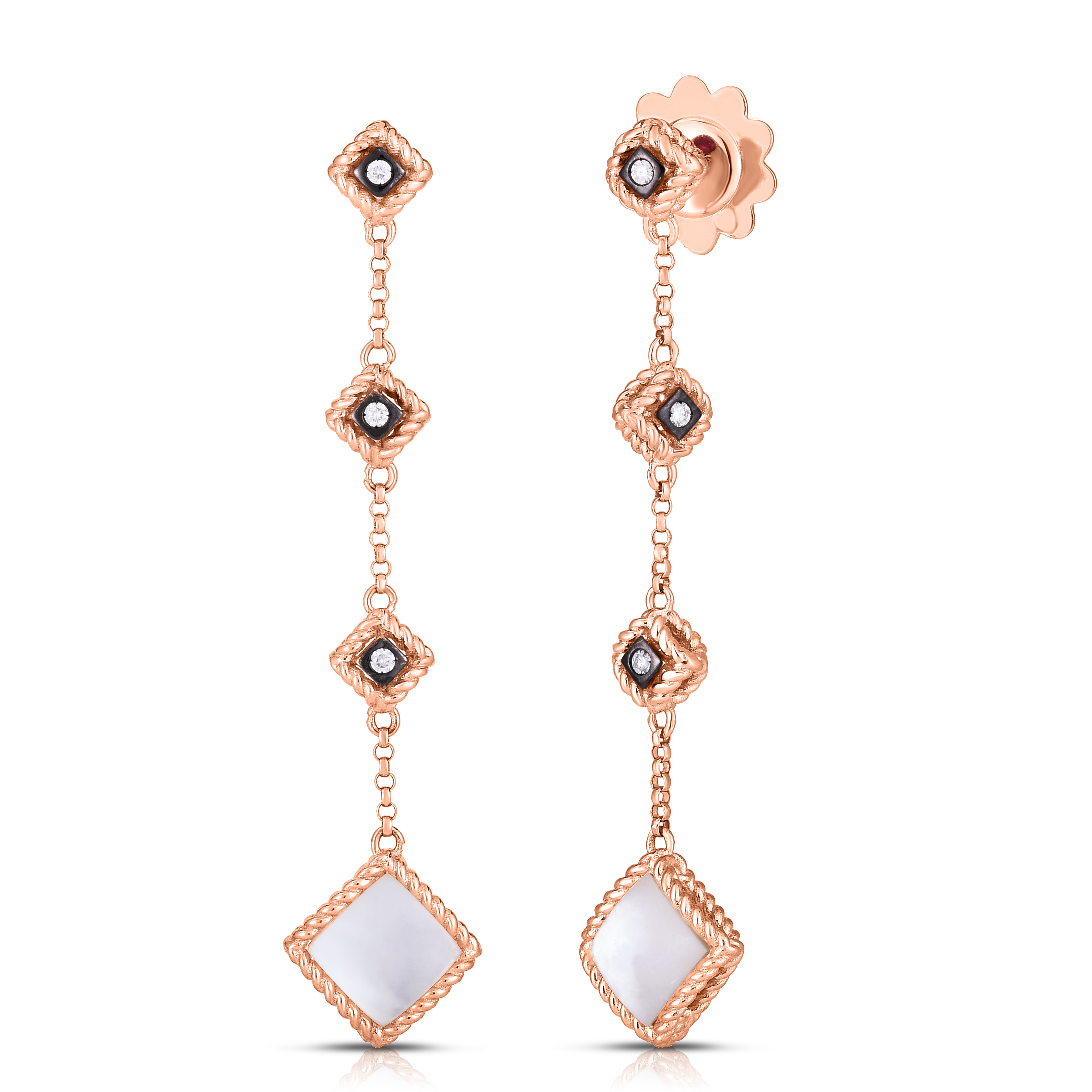 18k Rose Gold Palazzo Ducale Diamond & Mother Of Pearl Drop Earrings