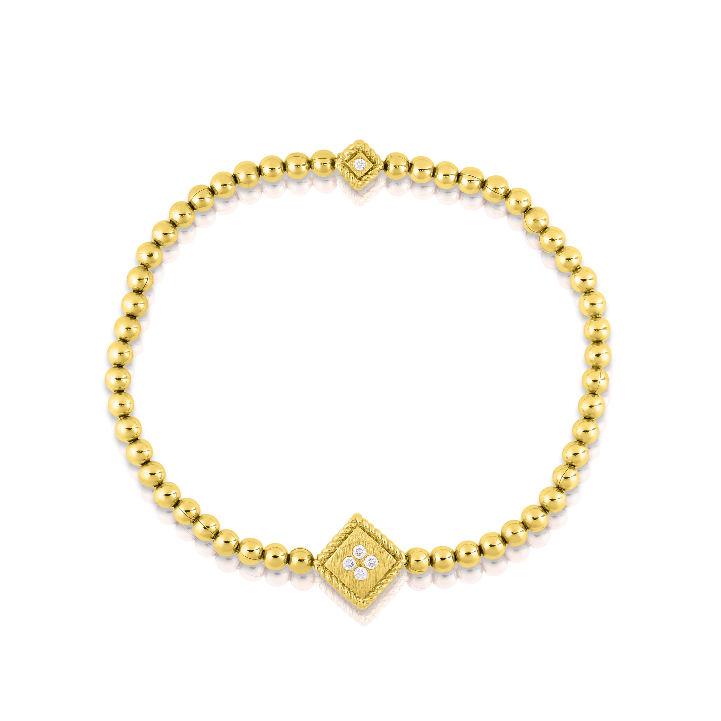 18k Yellow Gold Palazzo Ducale Diamond & Satin Finish Stretch Bracelet