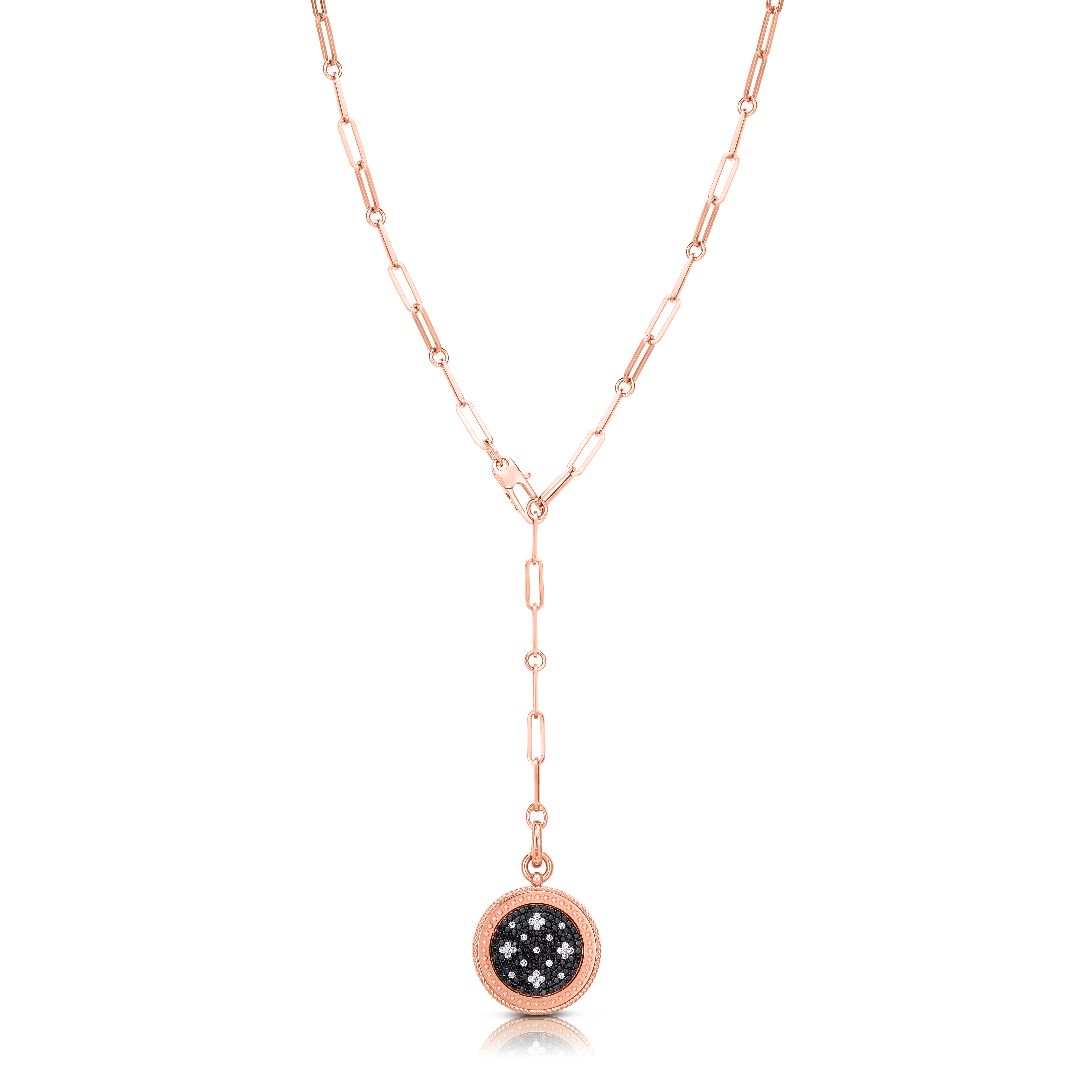 18k Rose Gold Venetian Princess Black & White Diamond Medallion