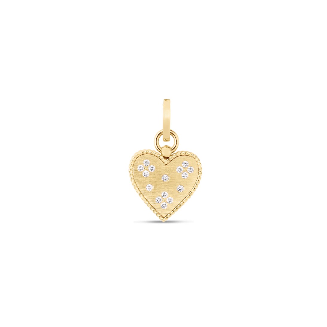 18k Yellow Gold Venetian Princess Medium Heart Medallion Paperclip Pendant