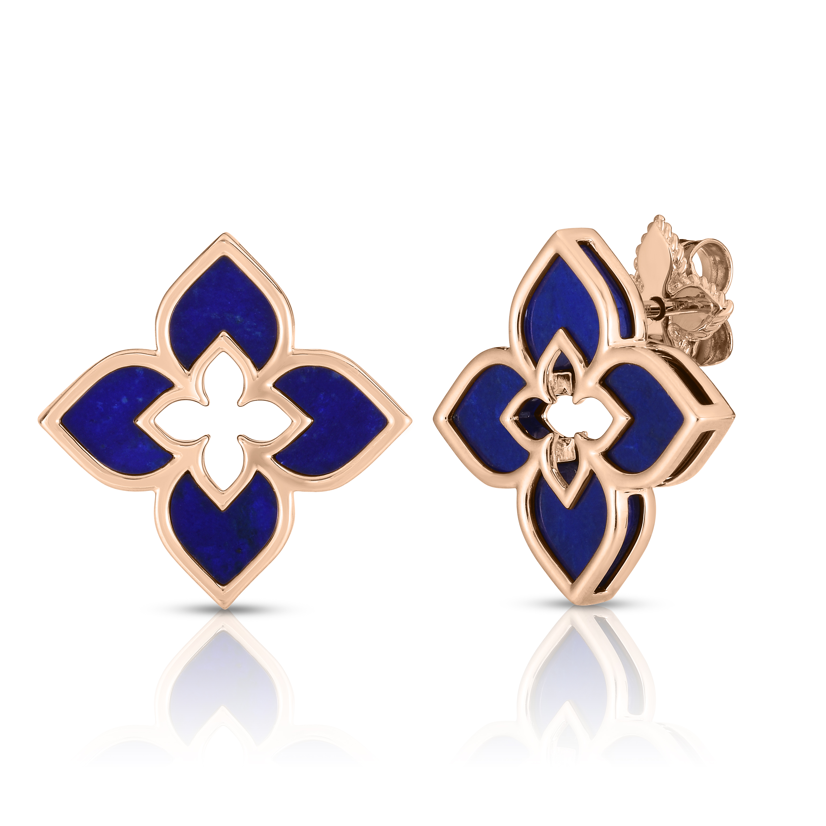 18k Rose Gold Venetian Princess Small Lapis Flower Earringins