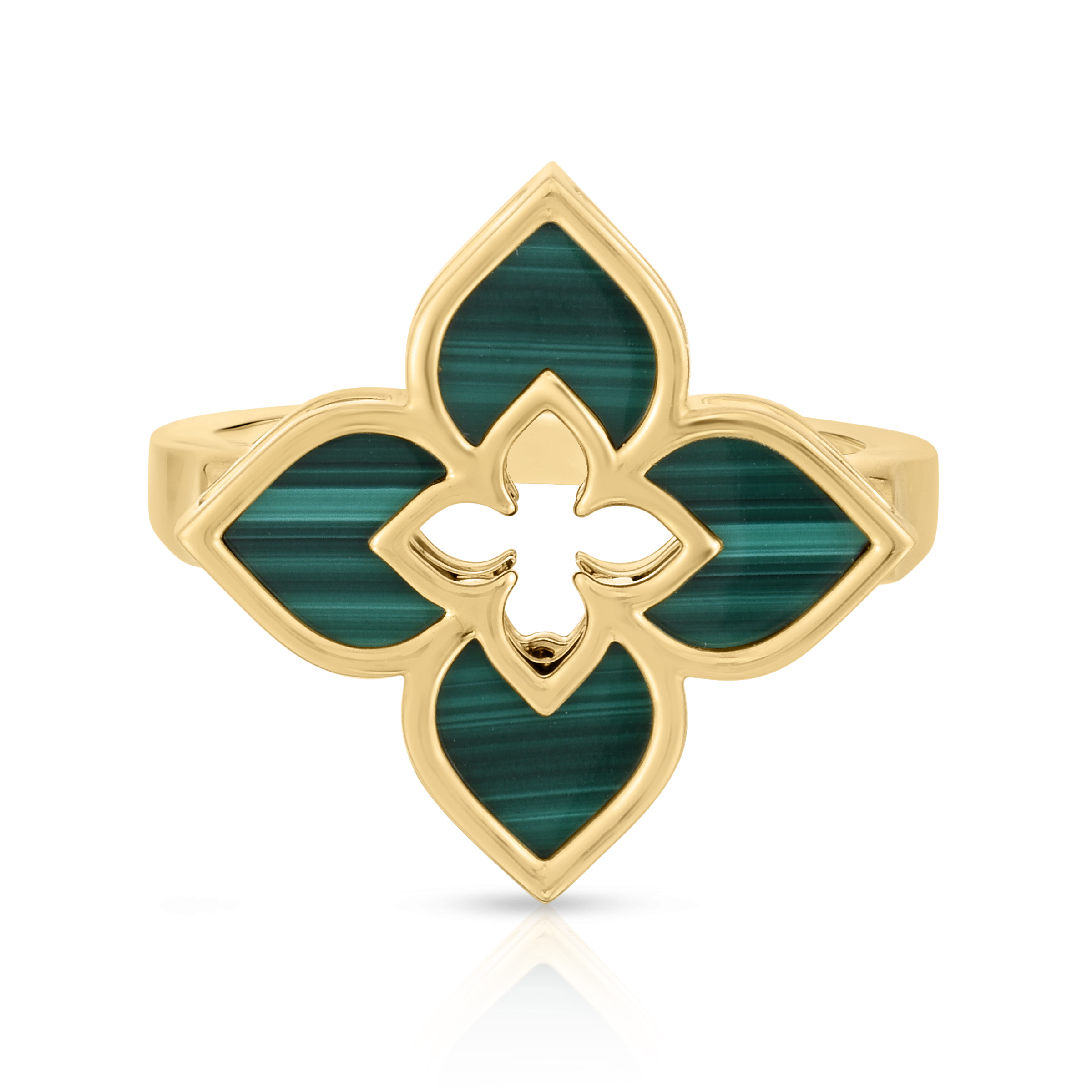 18k Yellow Gold Venetian Princess Small Malachite Flower Ring