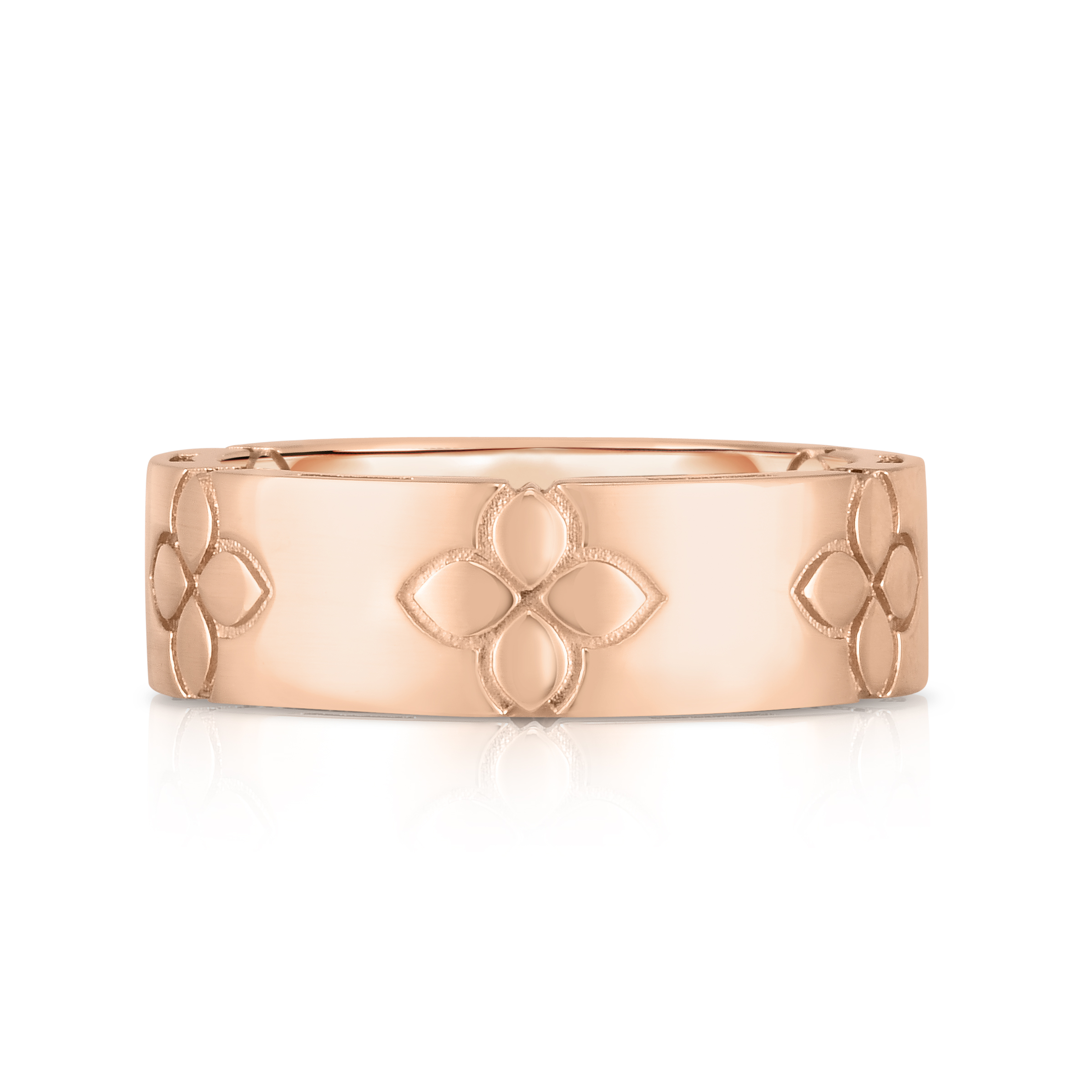 18k Rose Gold Love In Verona Etched Flowers Wide Ring