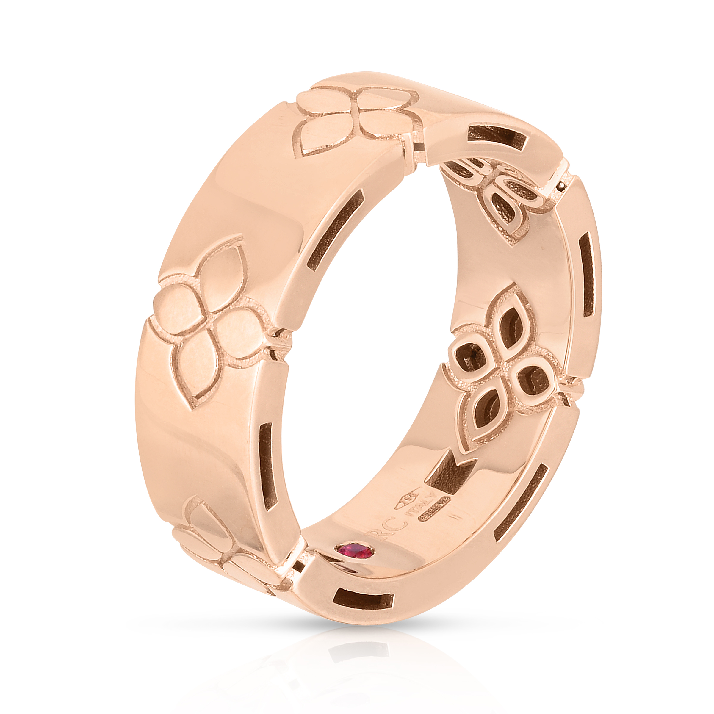 18k Rose Gold Love In Verona Etched Flowers Wide Ring