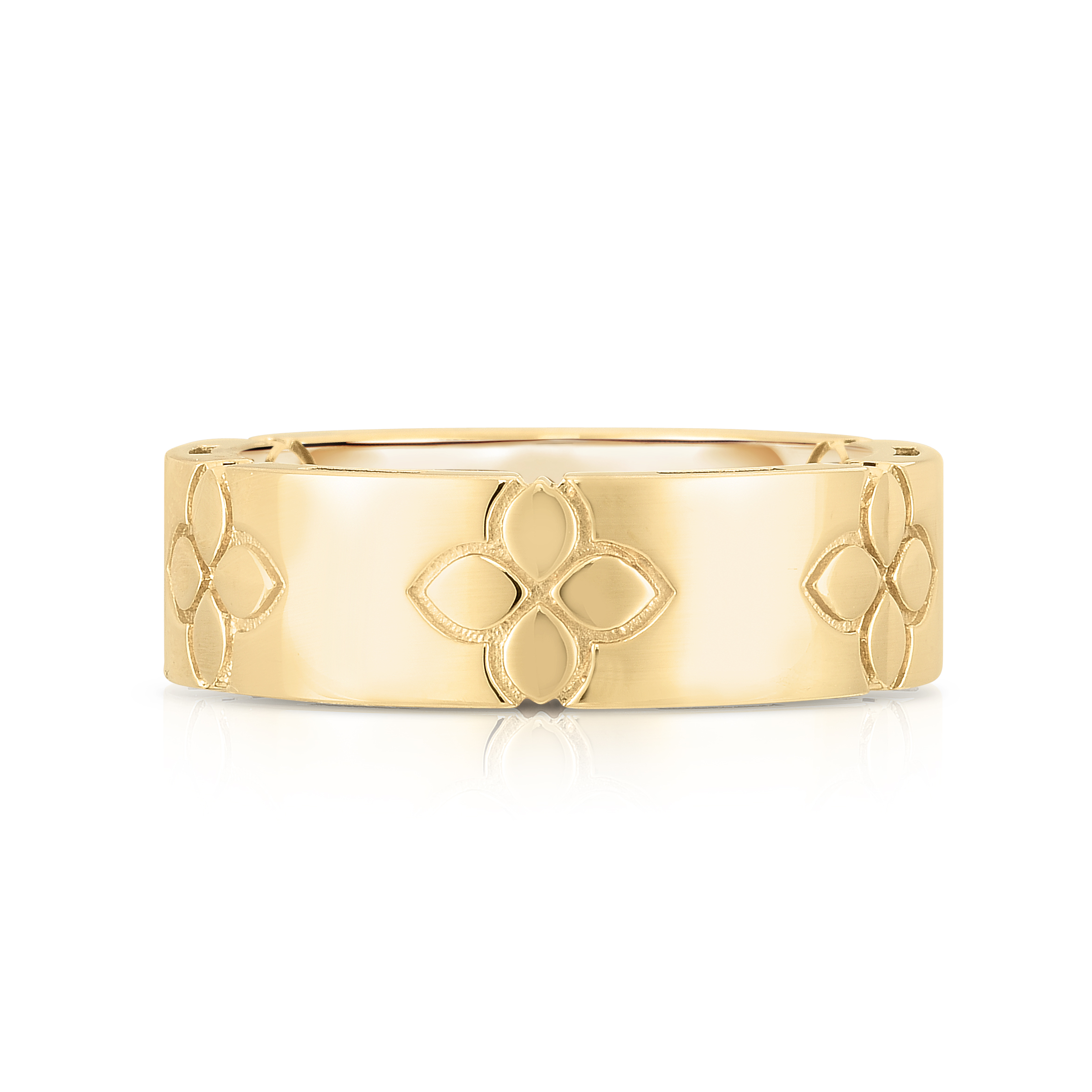 18k Yellow Gold Love In Verona Etched Flowers Wide Ring