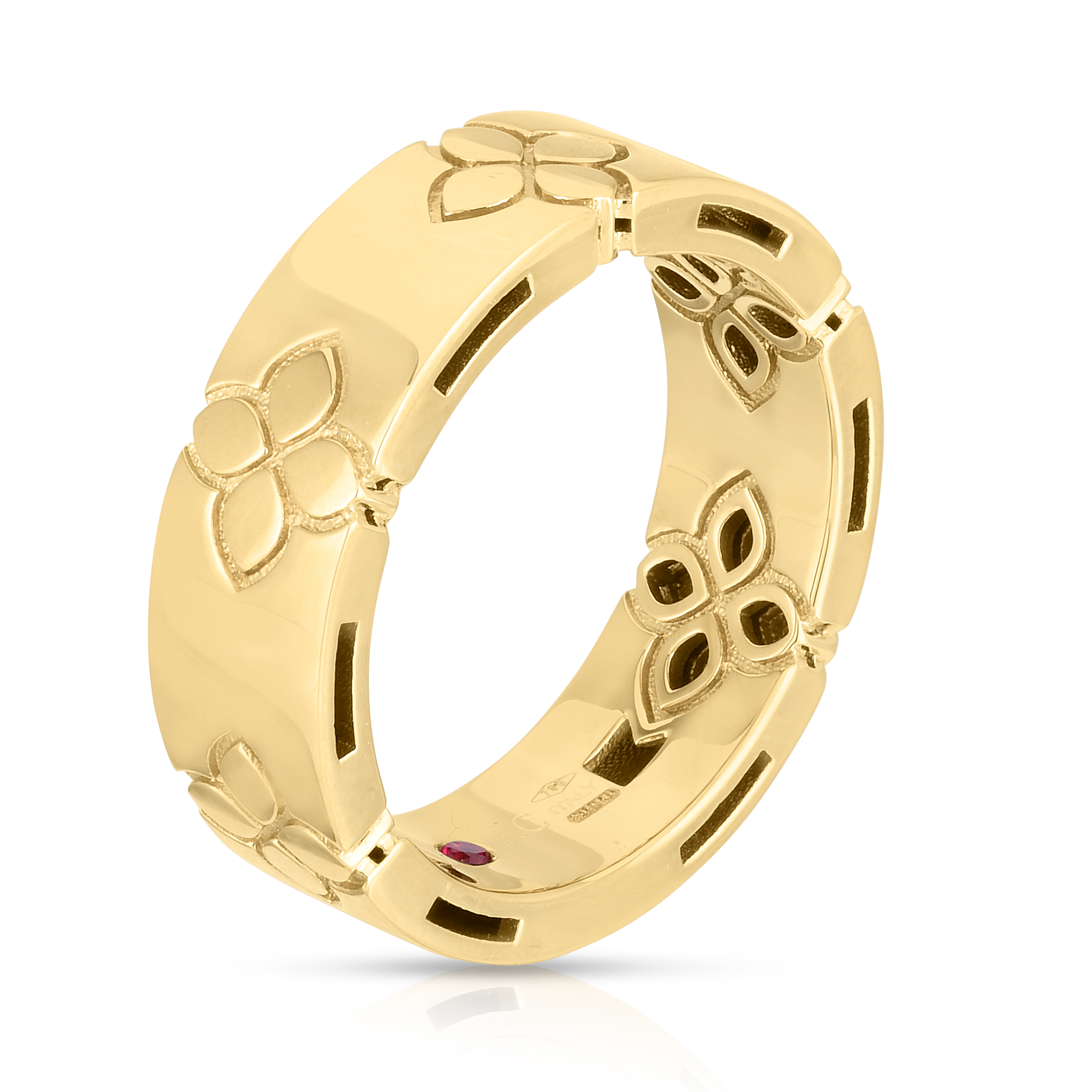 18k Yellow Gold Love In Verona Etched Flowers Wide Ring