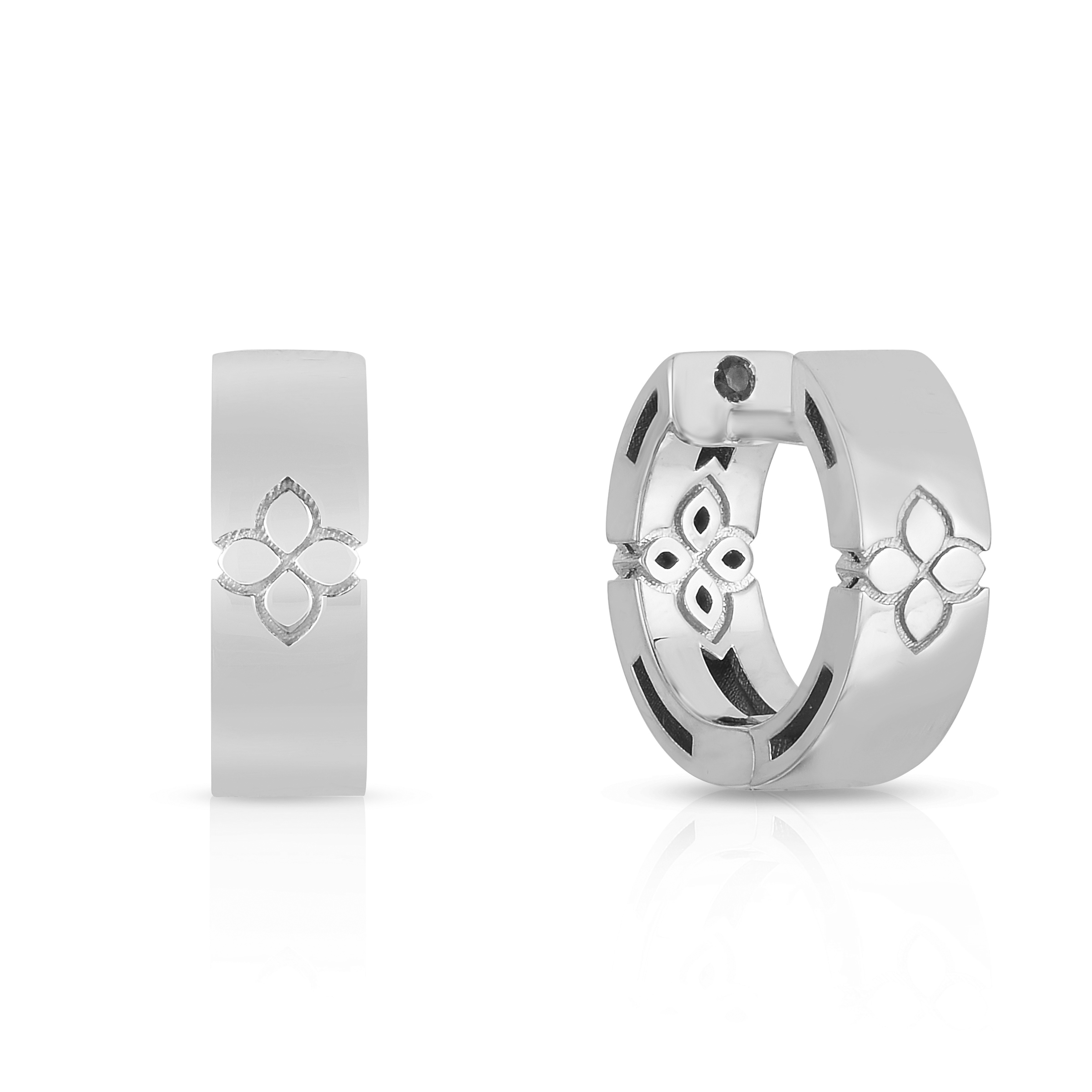 18k White Gold Love In Verona Etched Flower Earrings