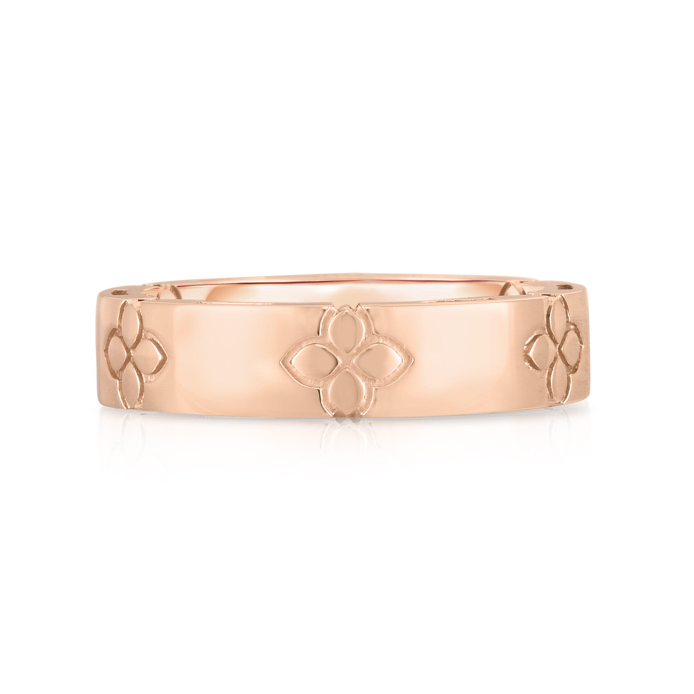 18k Rose Gold Love In Verona Etched Flowers Narrow Ring