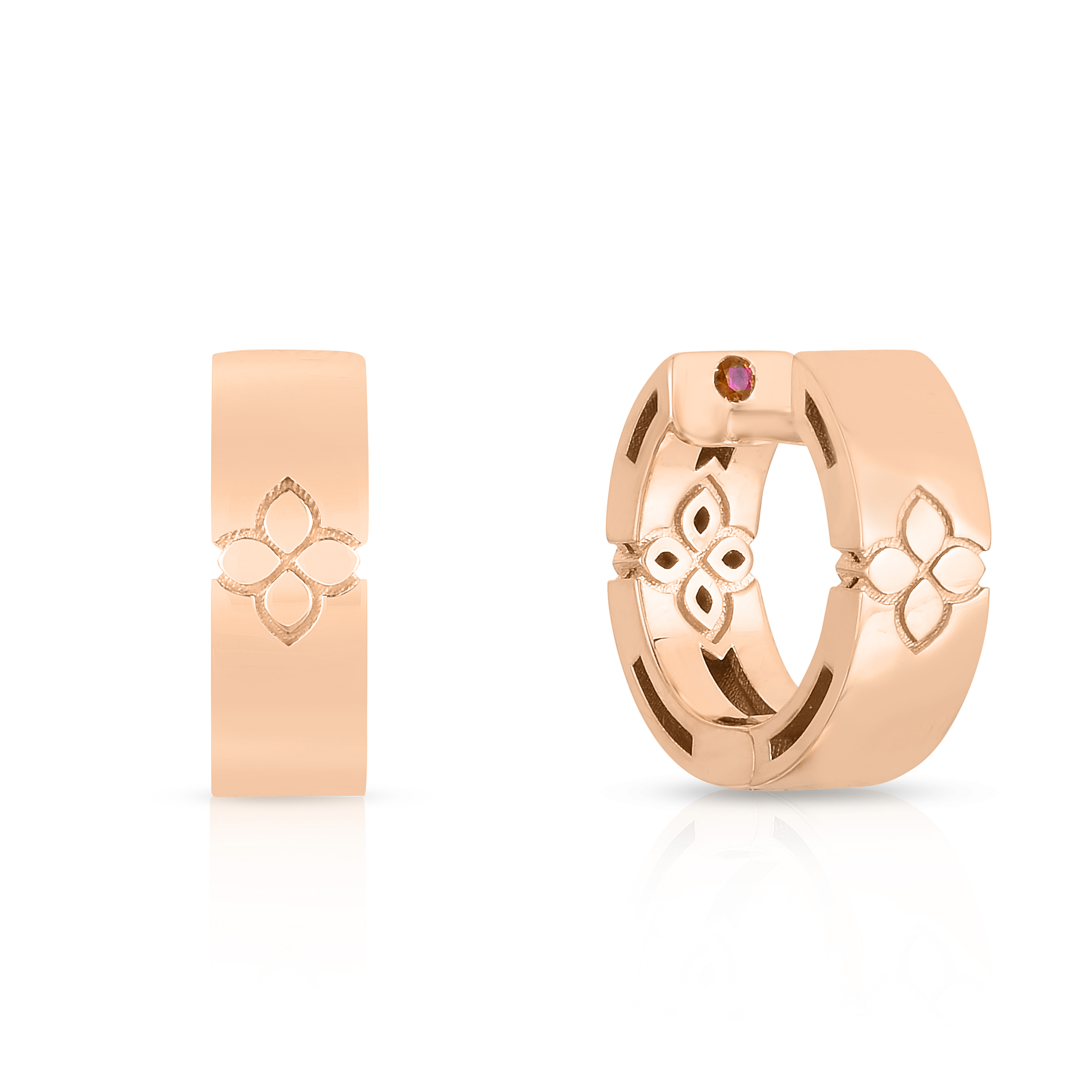 18k Rose Gold Love In Verona Etched Flower Earrings