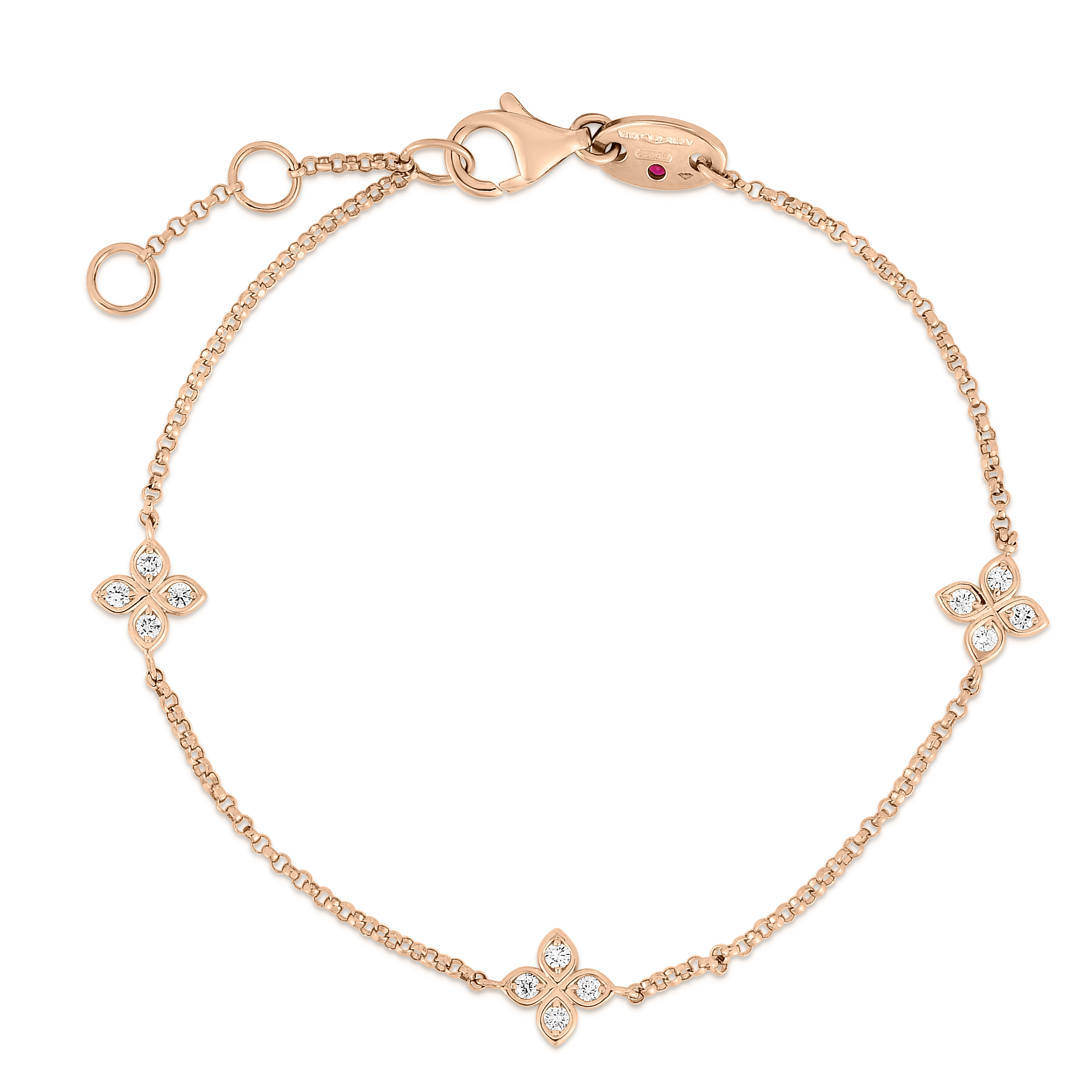18k Rose Gold Love By The Inch Three Station Flower Bracelet