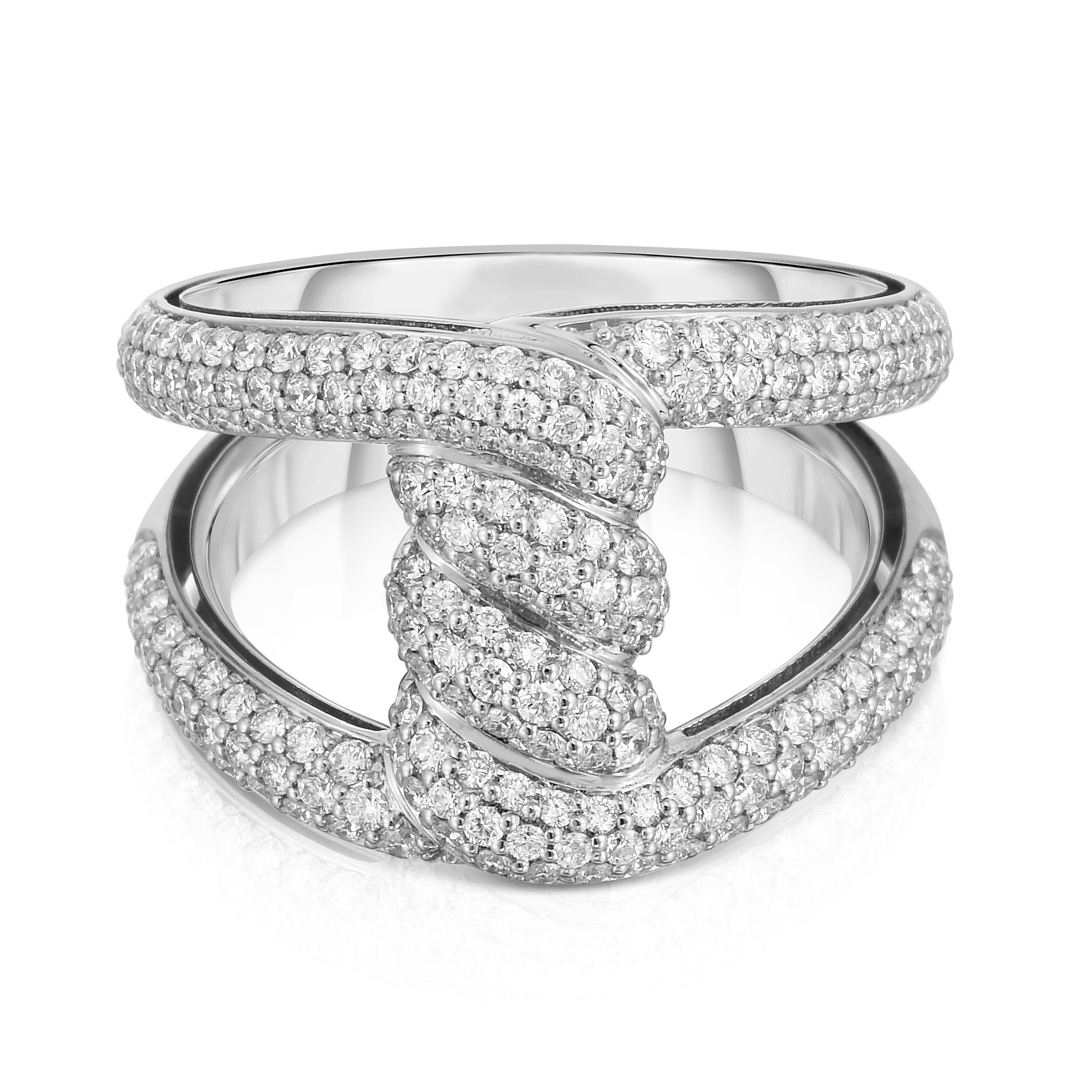18k White Gold Cialoma Pave Diamond Knot Ring