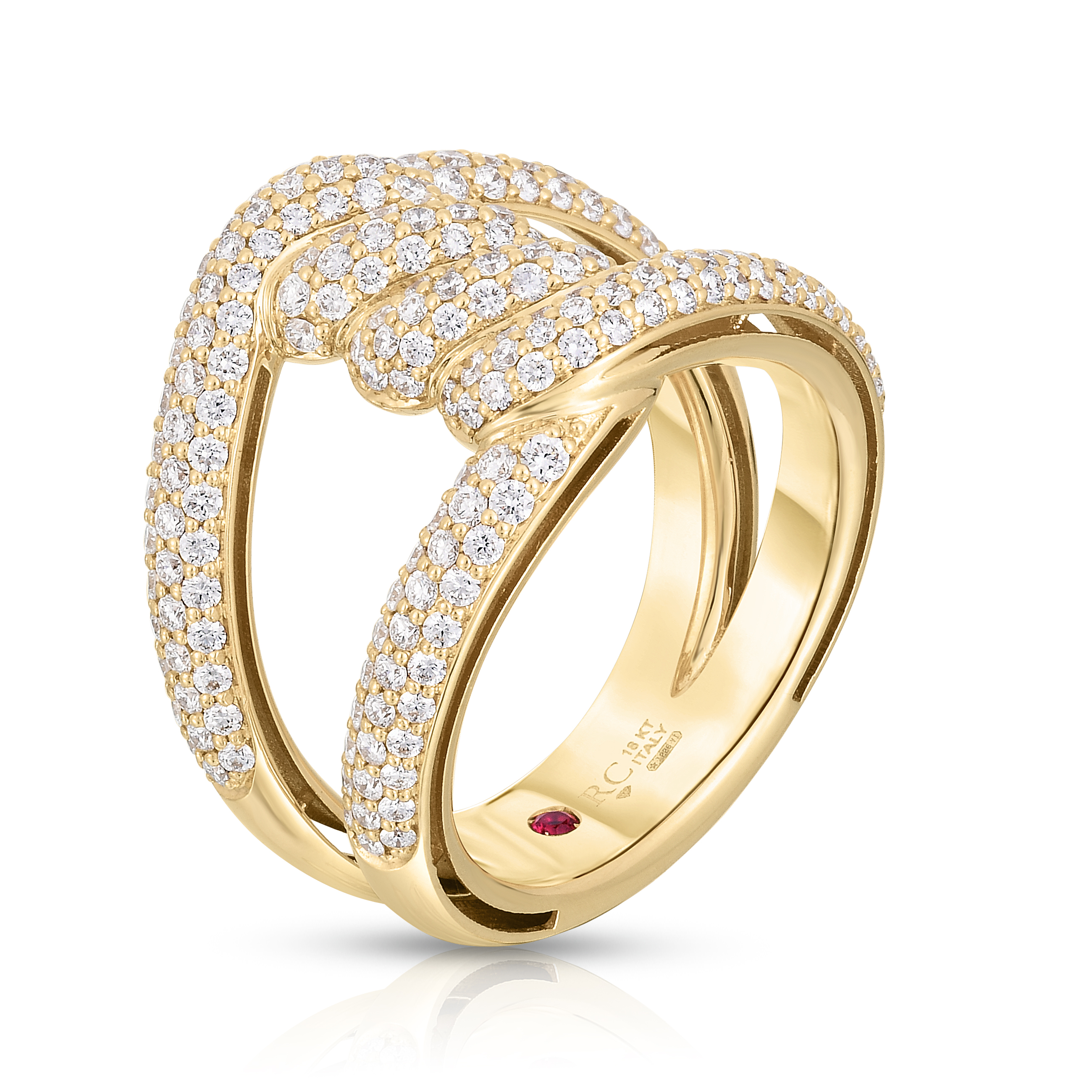 18k Yellow Gold Cialoma Pave Diamond Knot Ring