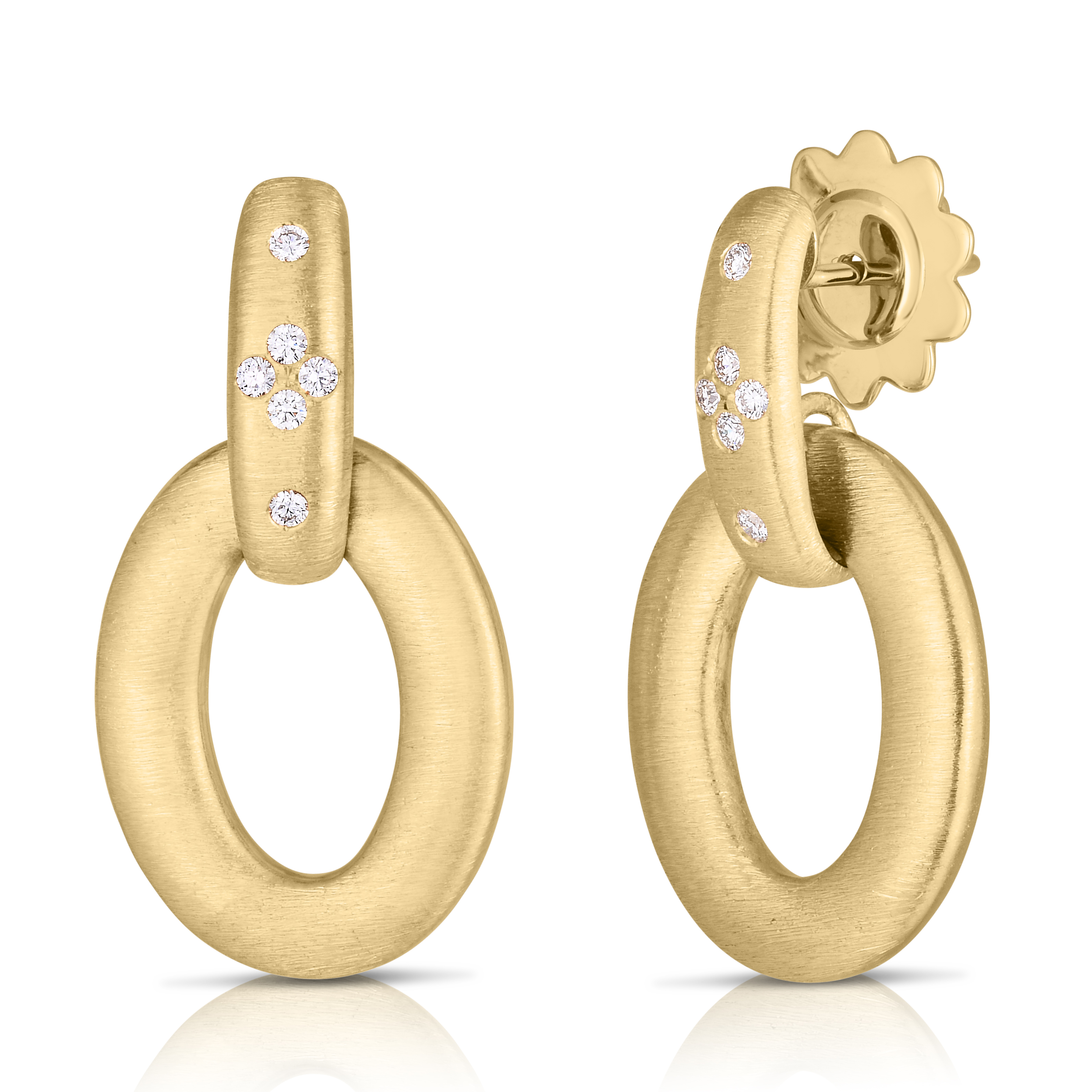 18k Yellow Gold Duchessa Diamond & Satin Finish Door Knocker Earrings