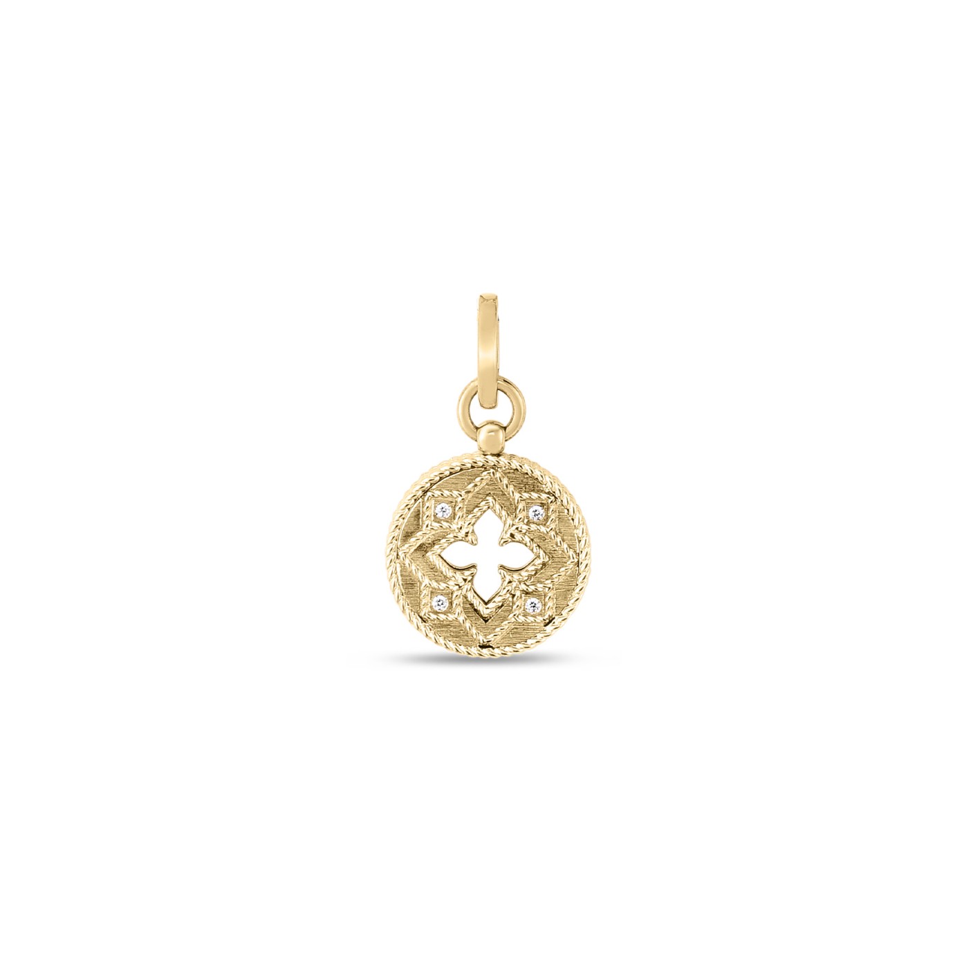 18k Yellow Gold Venetian Princess Small Diamond Cutout Medallion Pendant