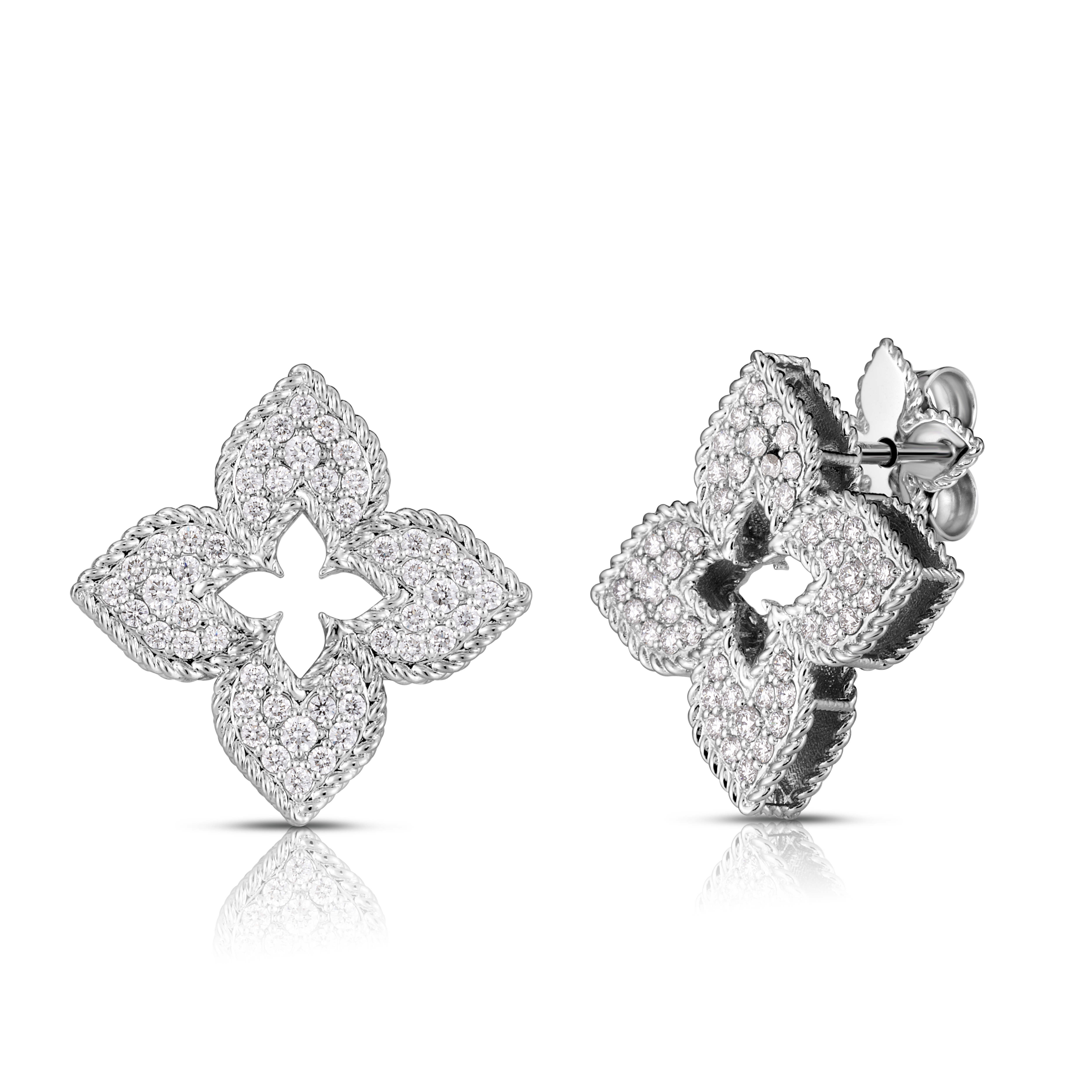 18k White Gold Venetian Princess Medium Pave Diamond Earrings