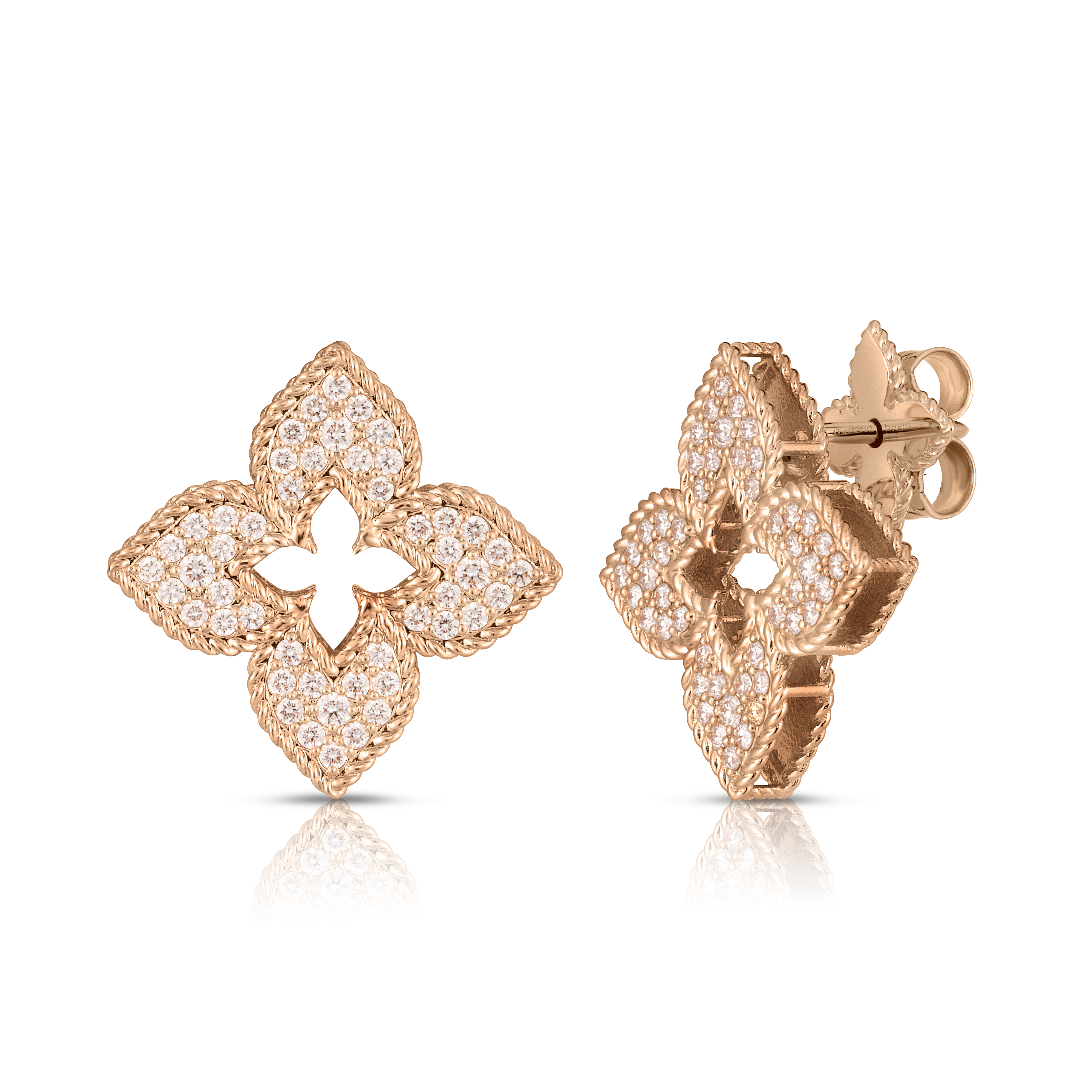 18k Rose Gold Venetian Princess Medium Pave Diamond Earrings