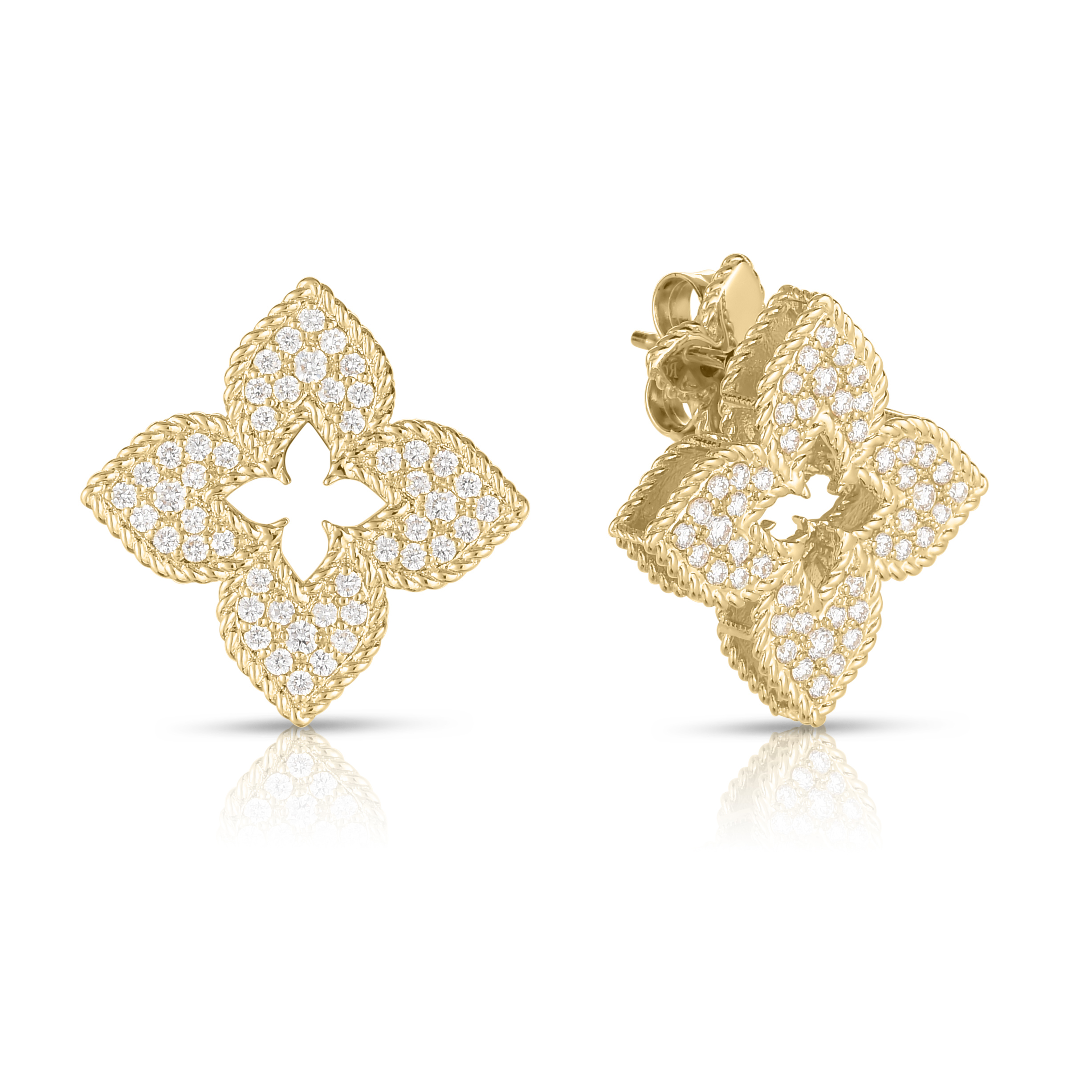 18k Yellow Gold Venetian Princess Pave Diamond Earrings