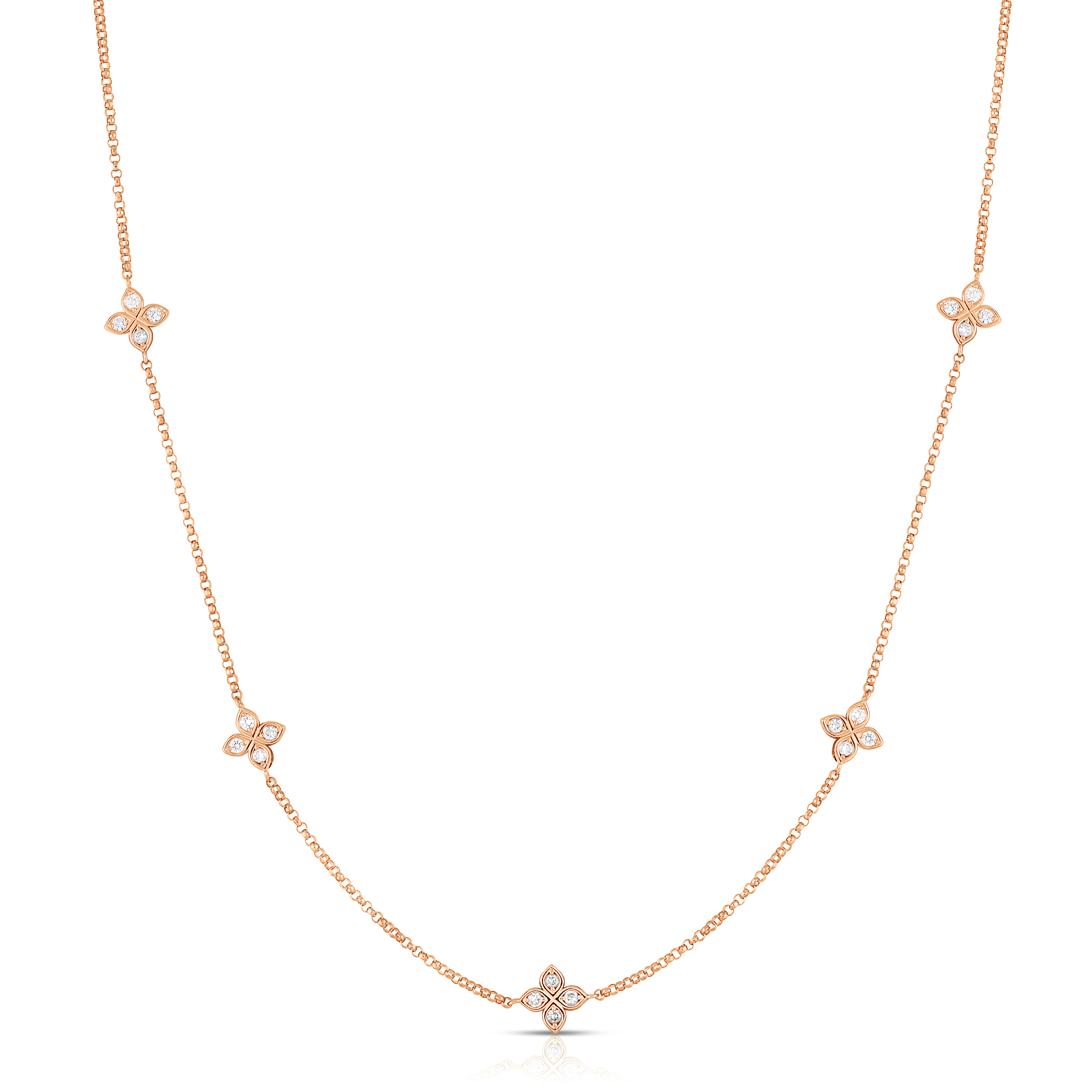 18k Rose Gold Love By The Inch Five Station Flower Necklace