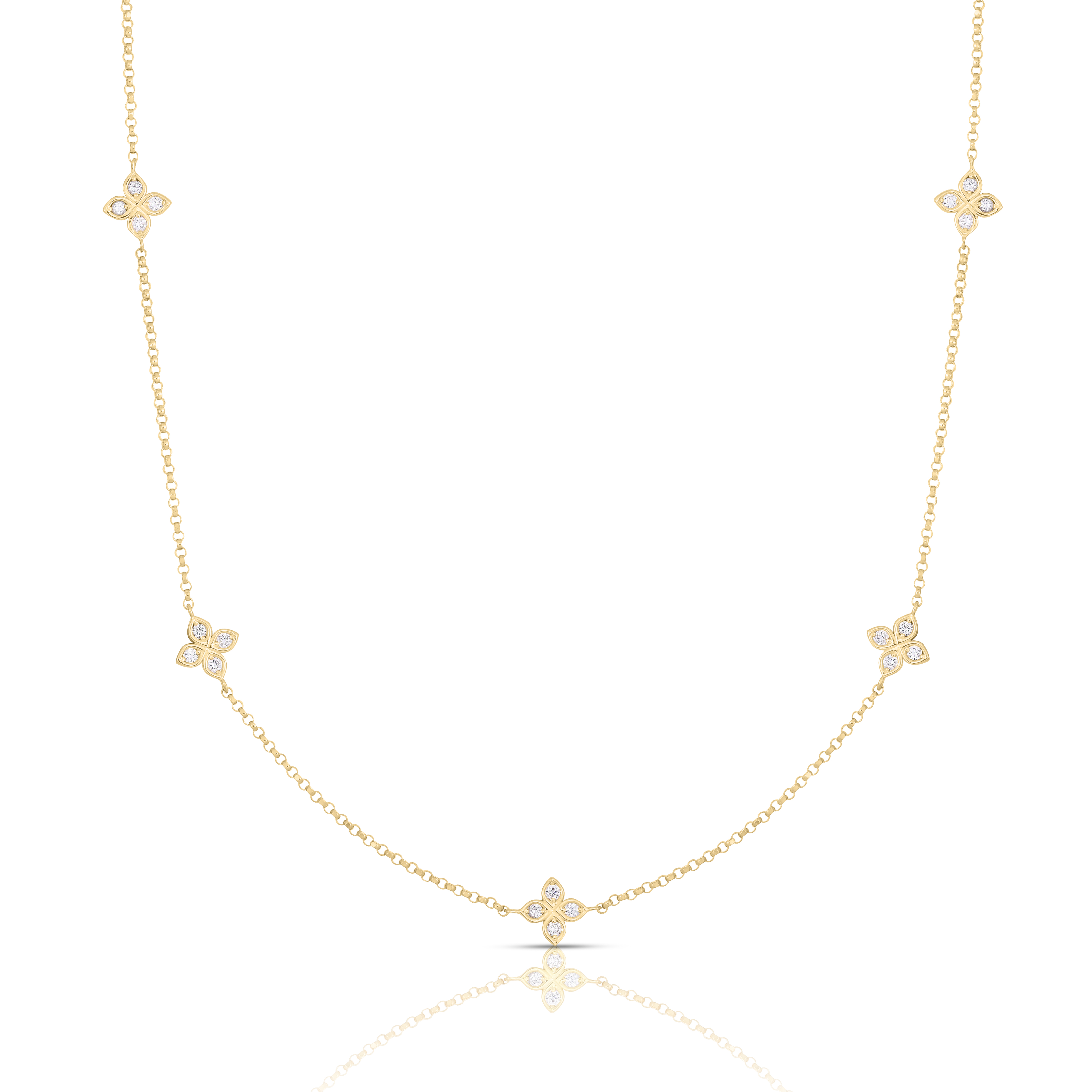 18k Yellow Gold Love By The Inch Five Station Flower Necklace