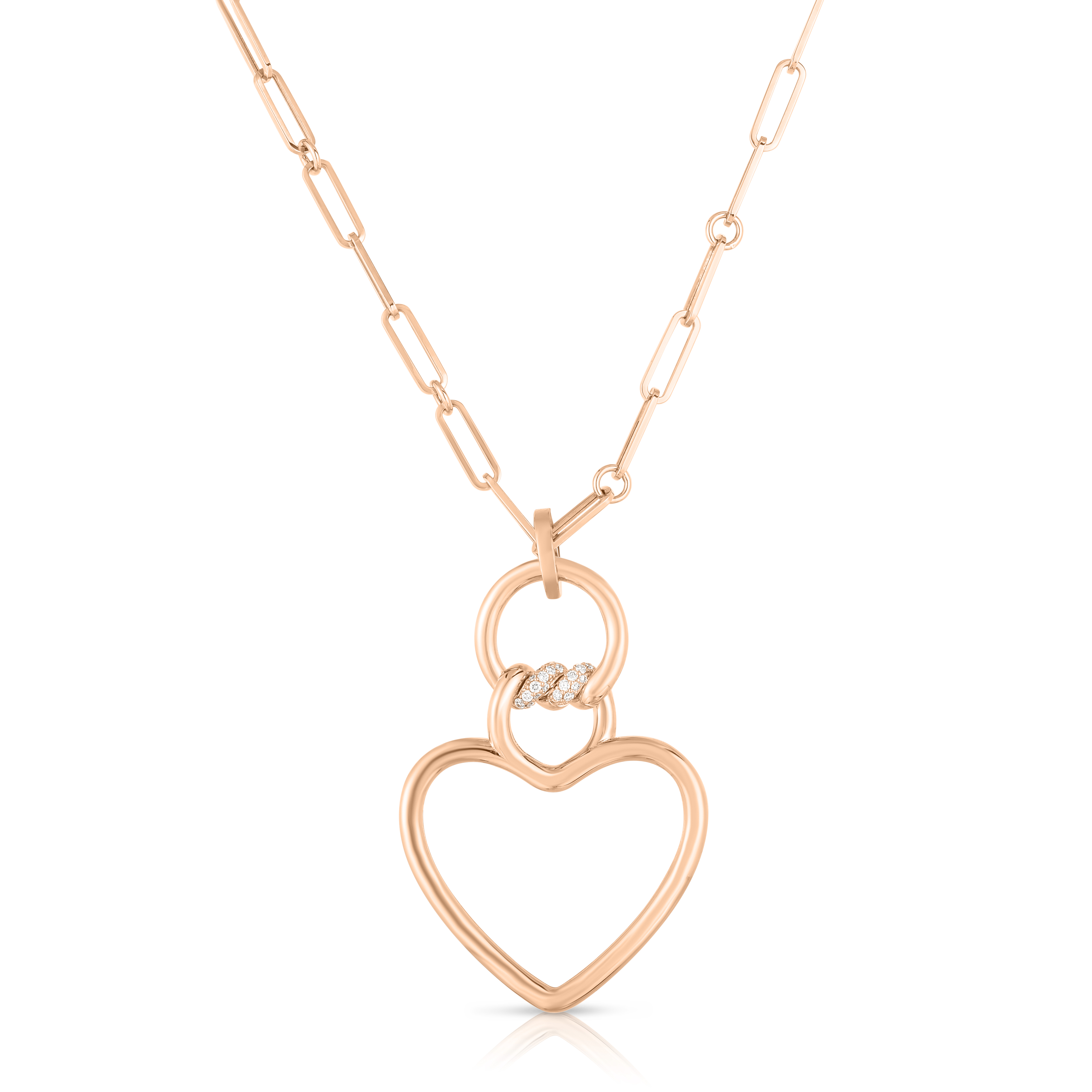 18k Rose Gold Cialoma Large Open Heart Diamond Necklace