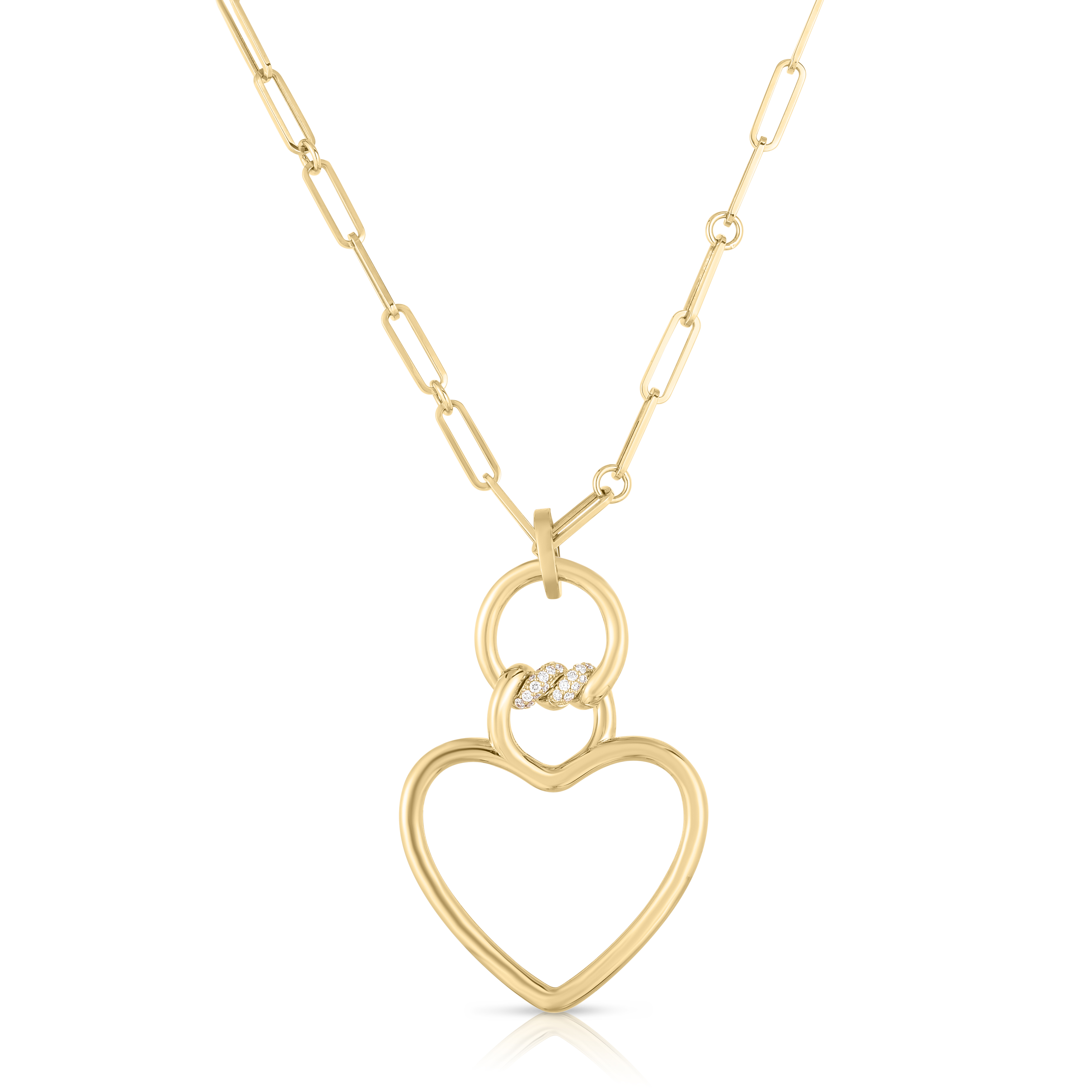 18k Yellow Gold Cialoma Large Open Heart Diamond Necklace