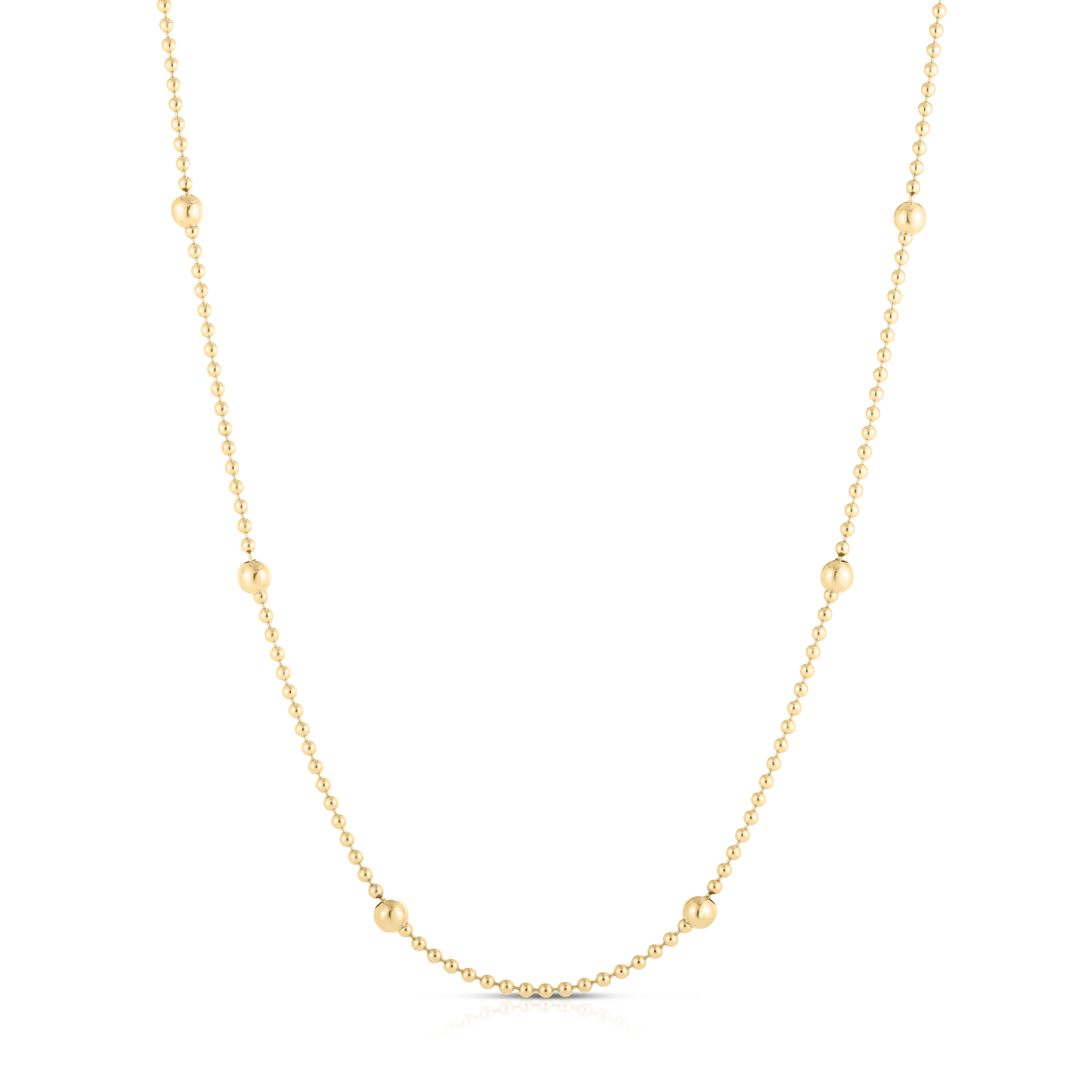 18k Yellow Designer Gold Bead Station Necklace