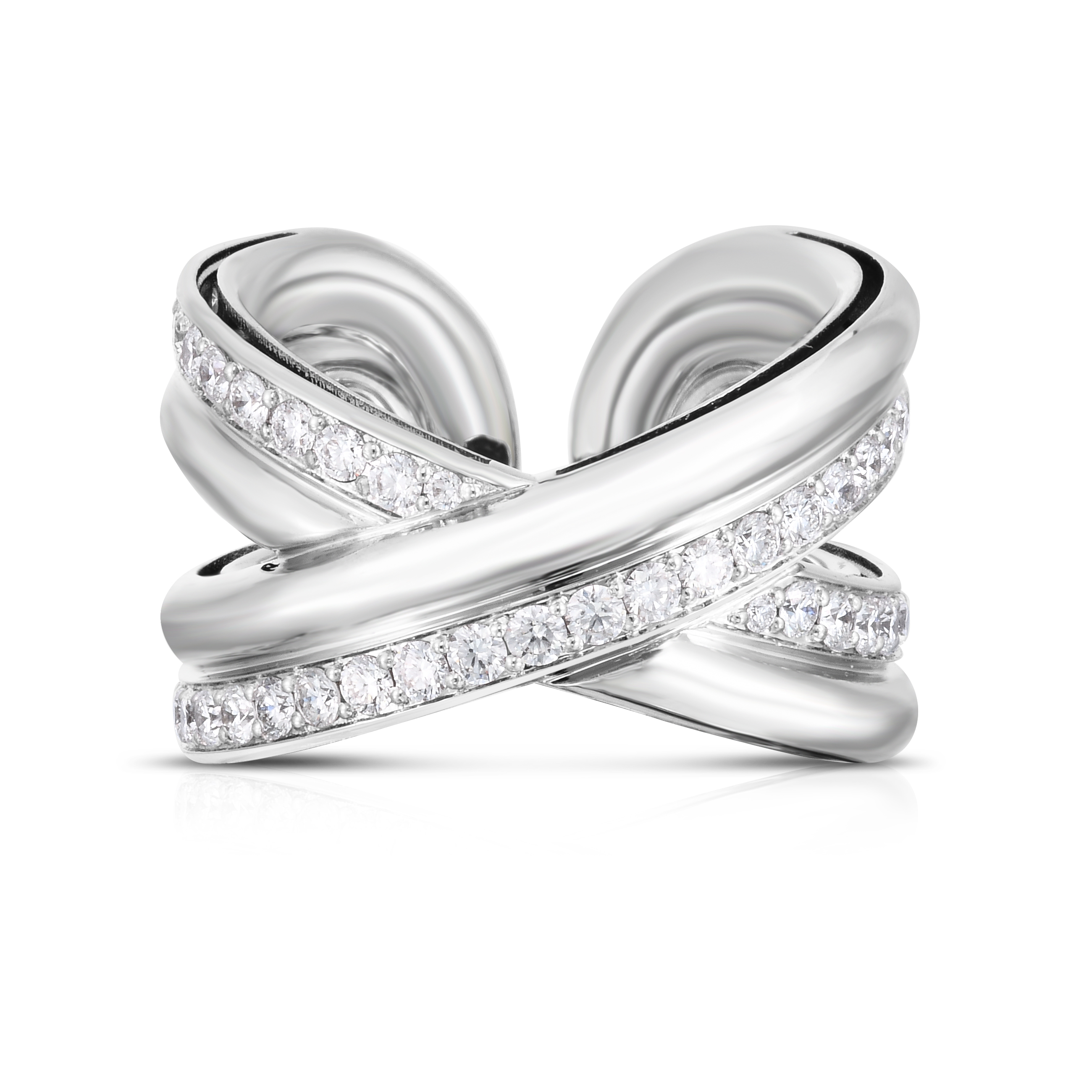 18k White Gold Cialoma Diamond Crossover Ring
