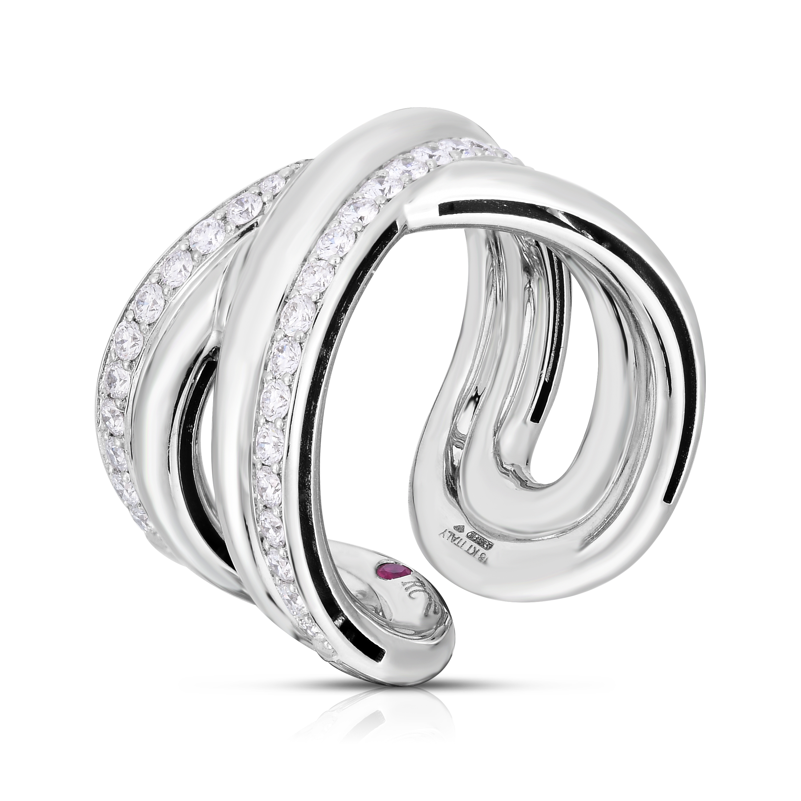 18k White Gold Cialoma Diamond Crossover Ring