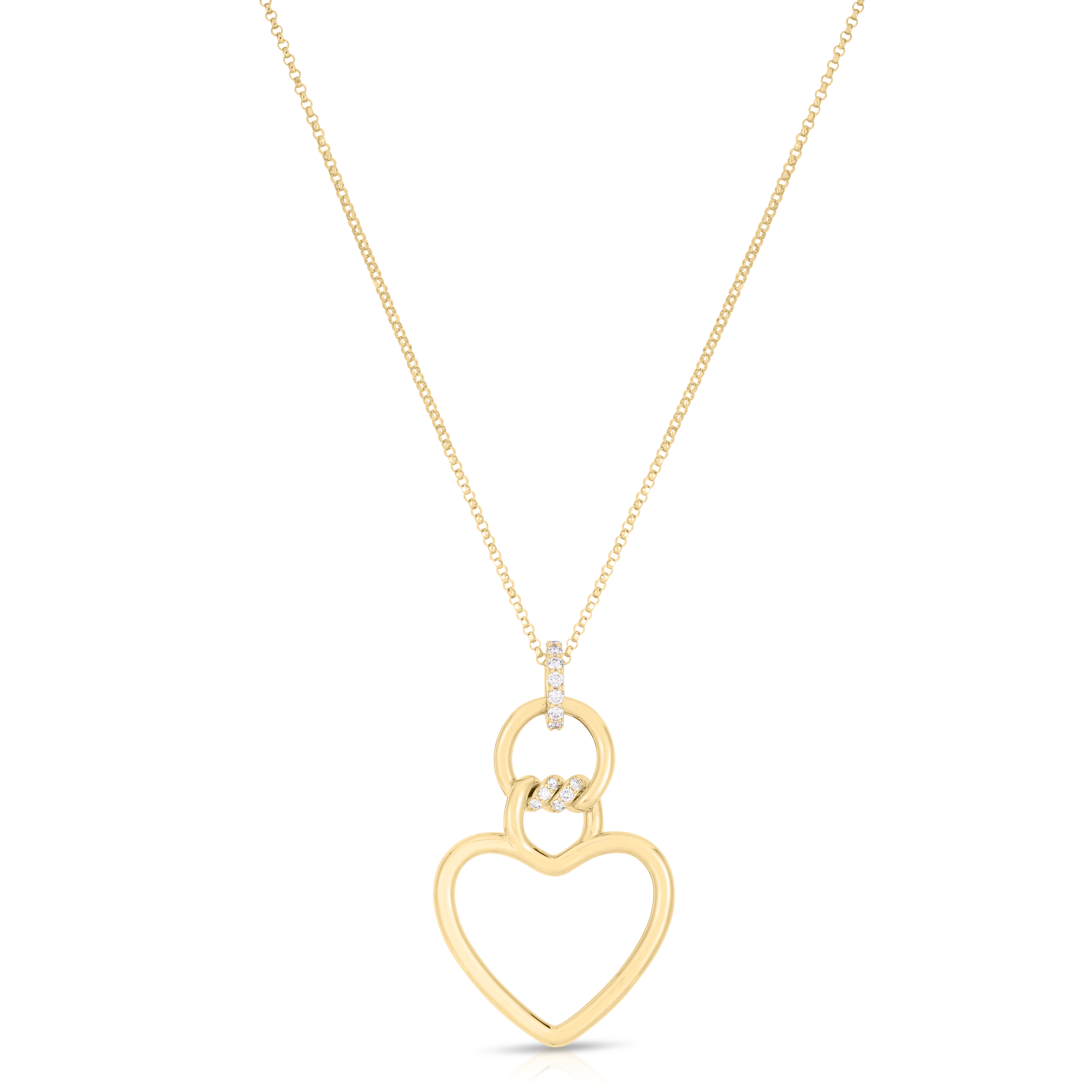 18k Yellow Gold Cialoma Large Diamond Heart Necklace