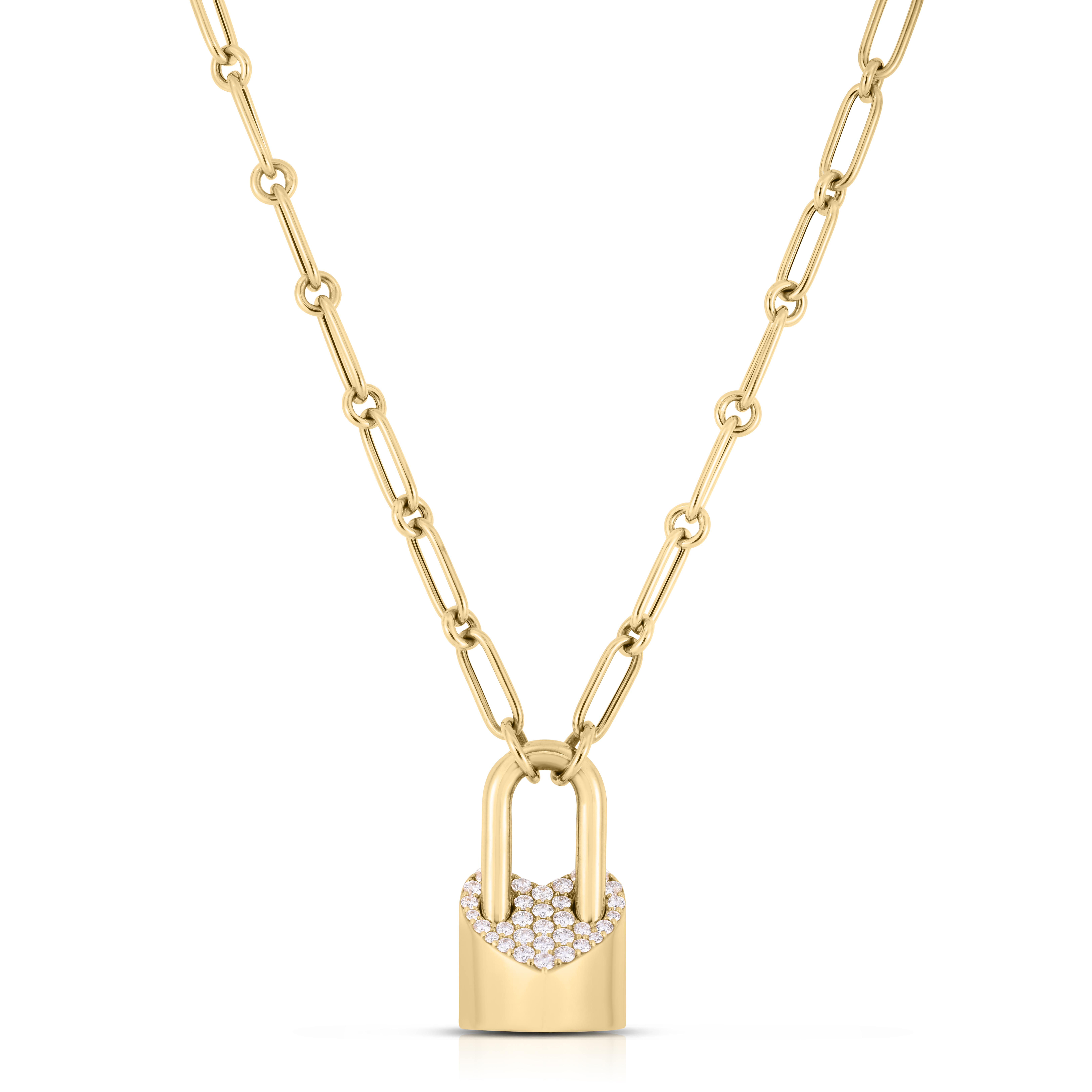 18k Yellow Gold Cialoma Diamond Heart Lock Necklace