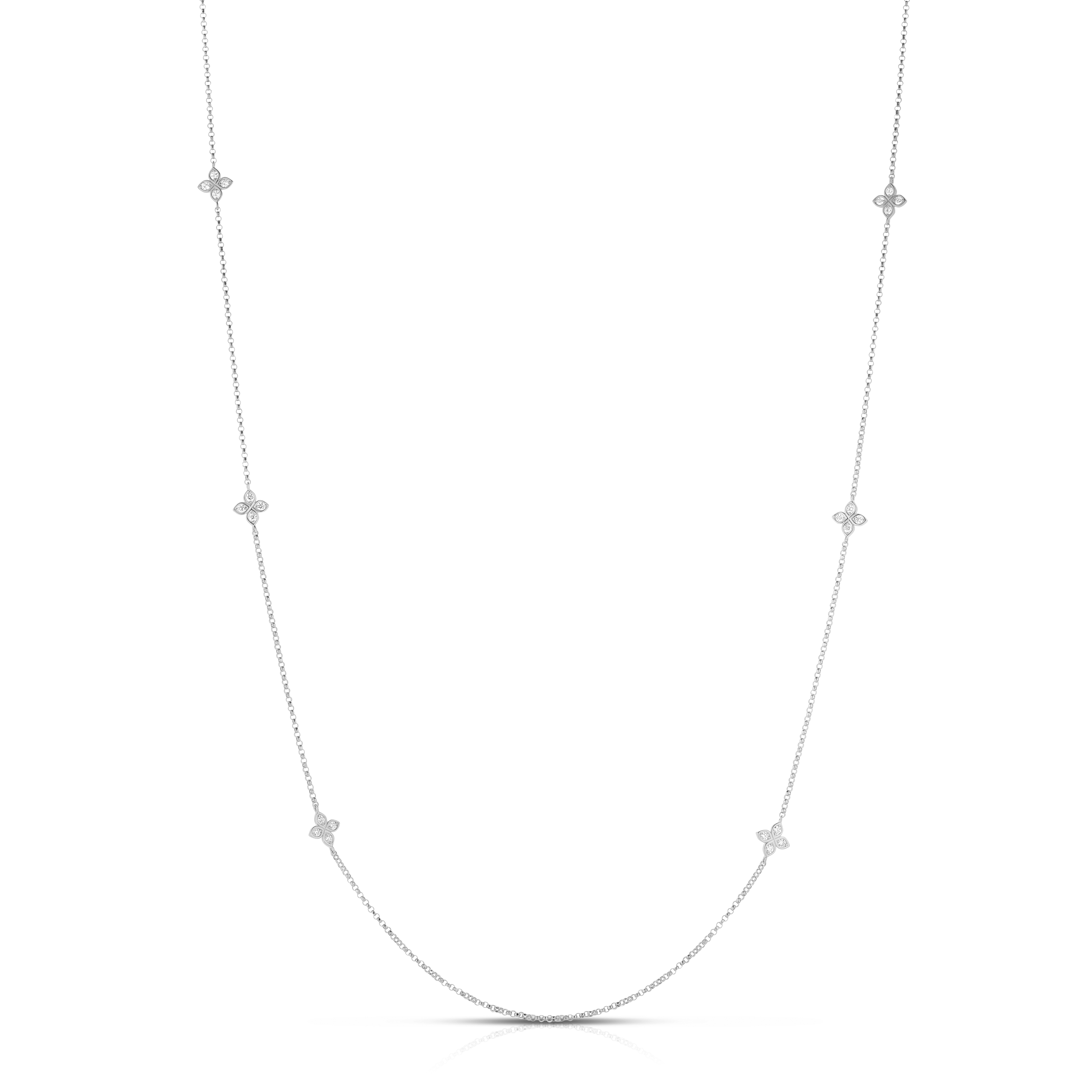 18k White Gold Love By The Inch Ten Station Flower Long Necklace