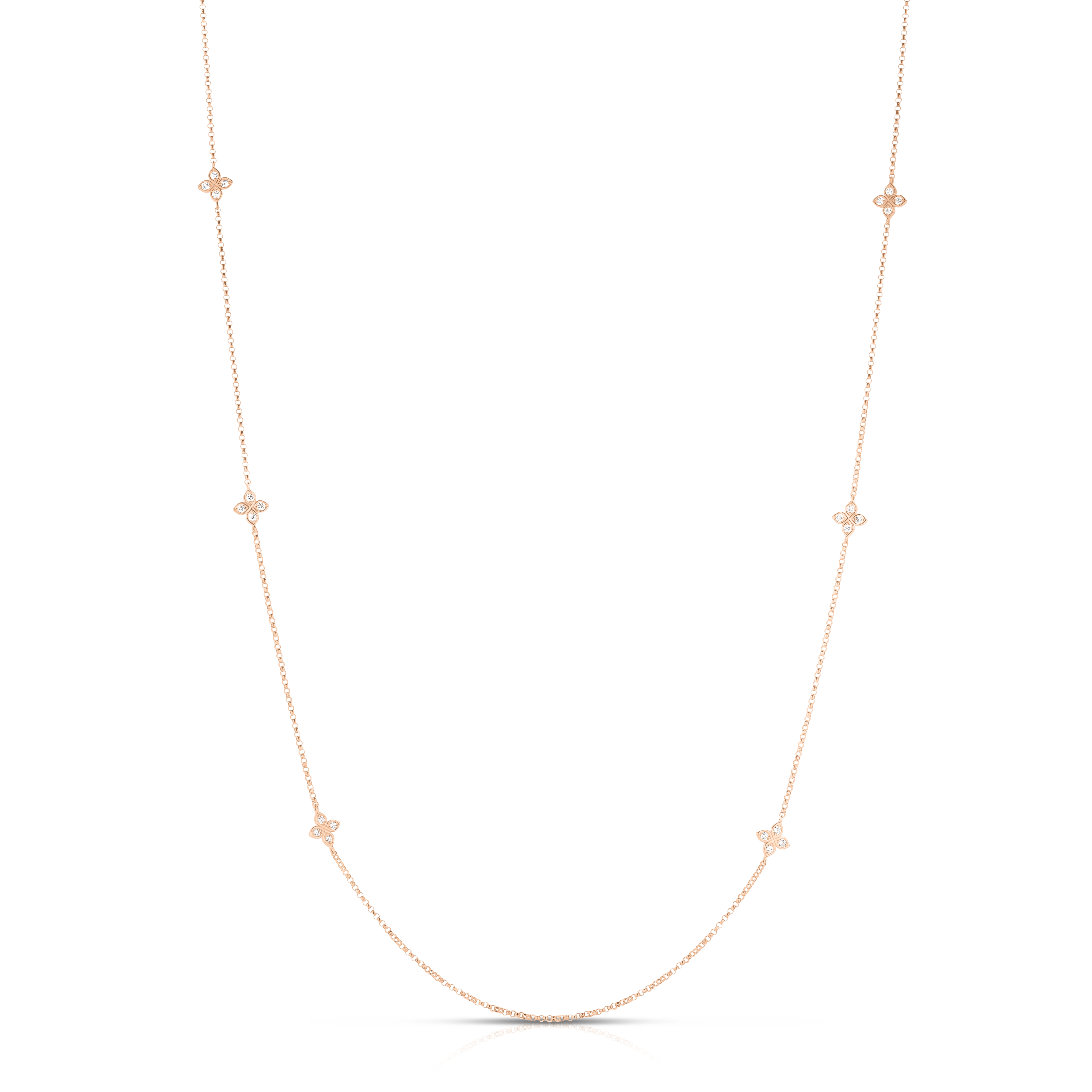 18k Rose Gold Love By The Inch 10 Station Flower Long Necklace