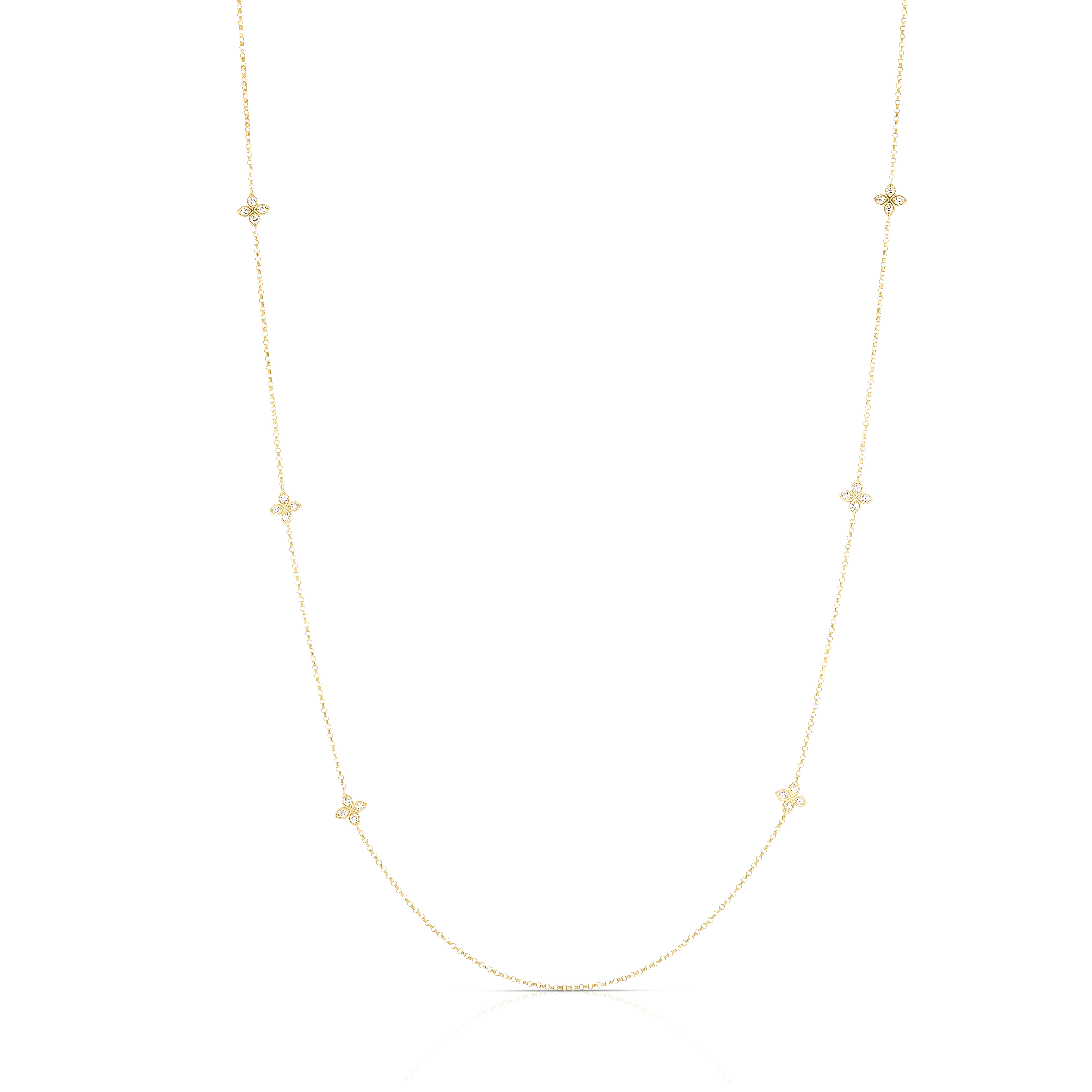 18k Yellow Gold Love By The Inch Ten Station Flower Long Necklace