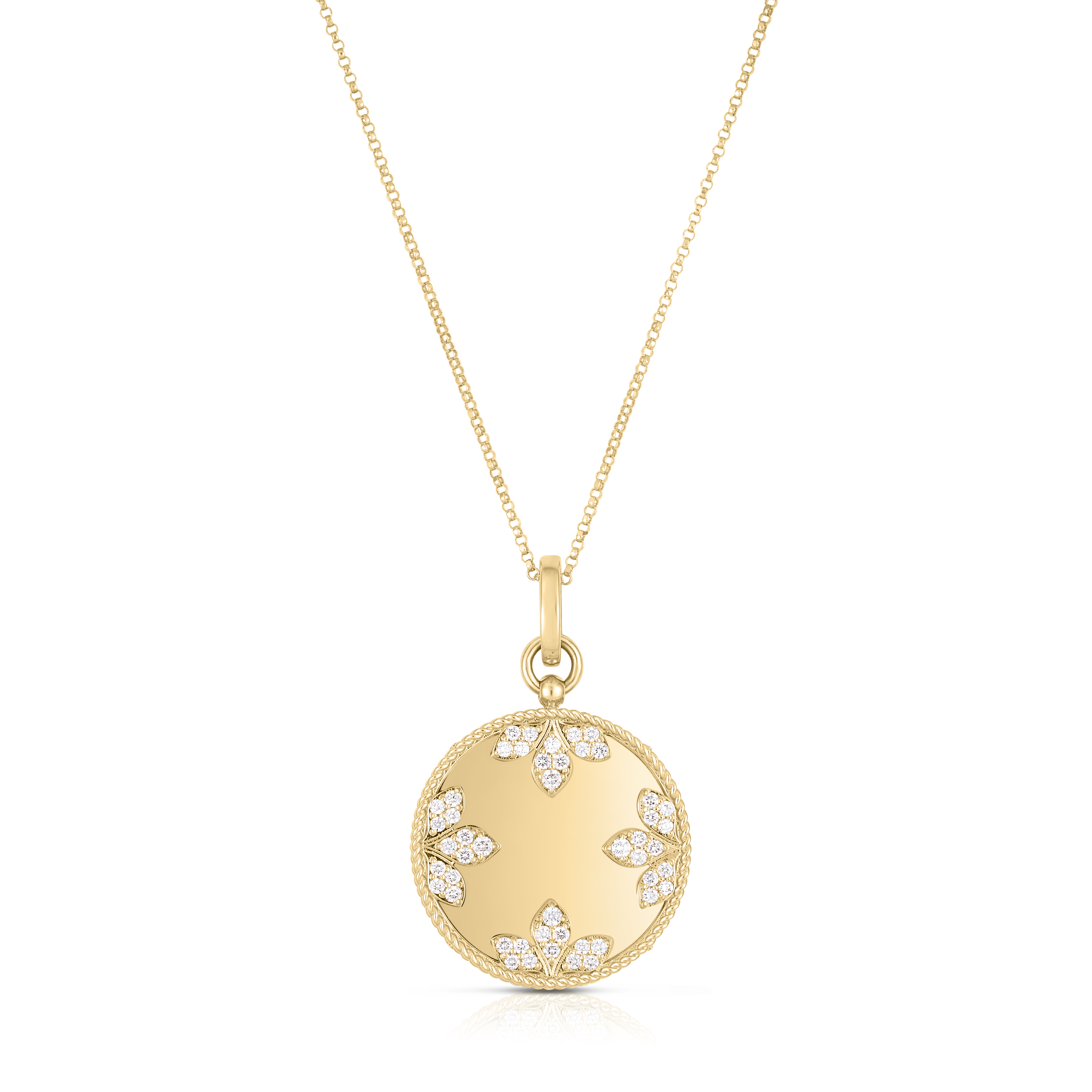 18k Yellow Gold Venetian Medallions Large Diamond Necklace