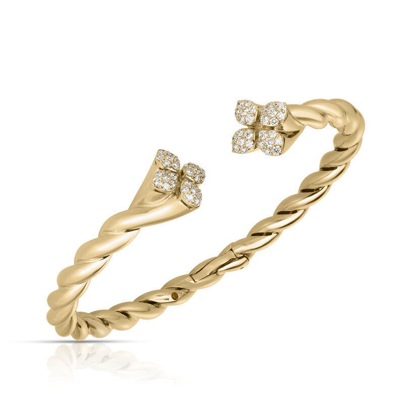 18k Yellow Gold Love In Verona Twist Wide Diamond Bangle