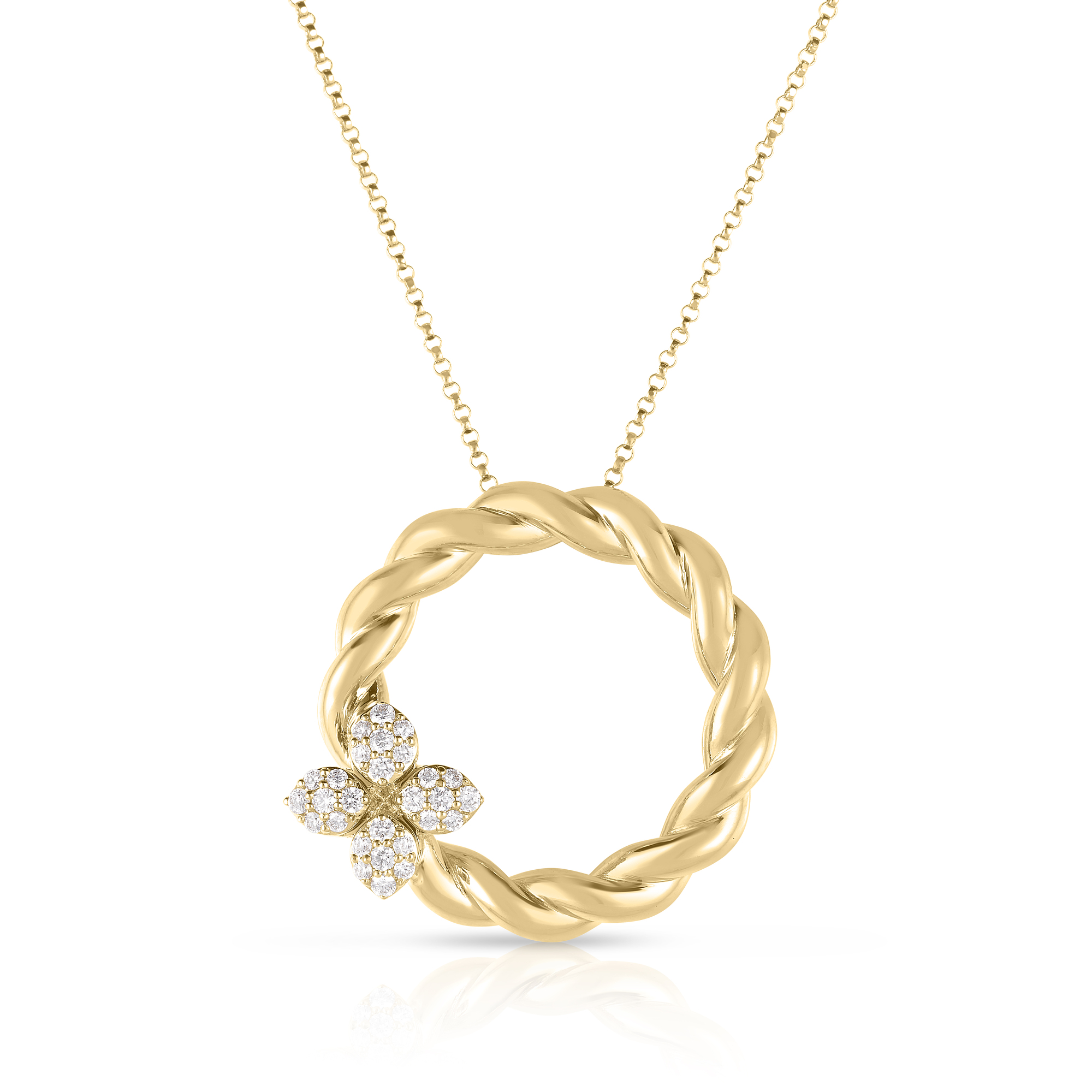 18k Yellow Gold Love In Verona Twist Large Diamond Necklace