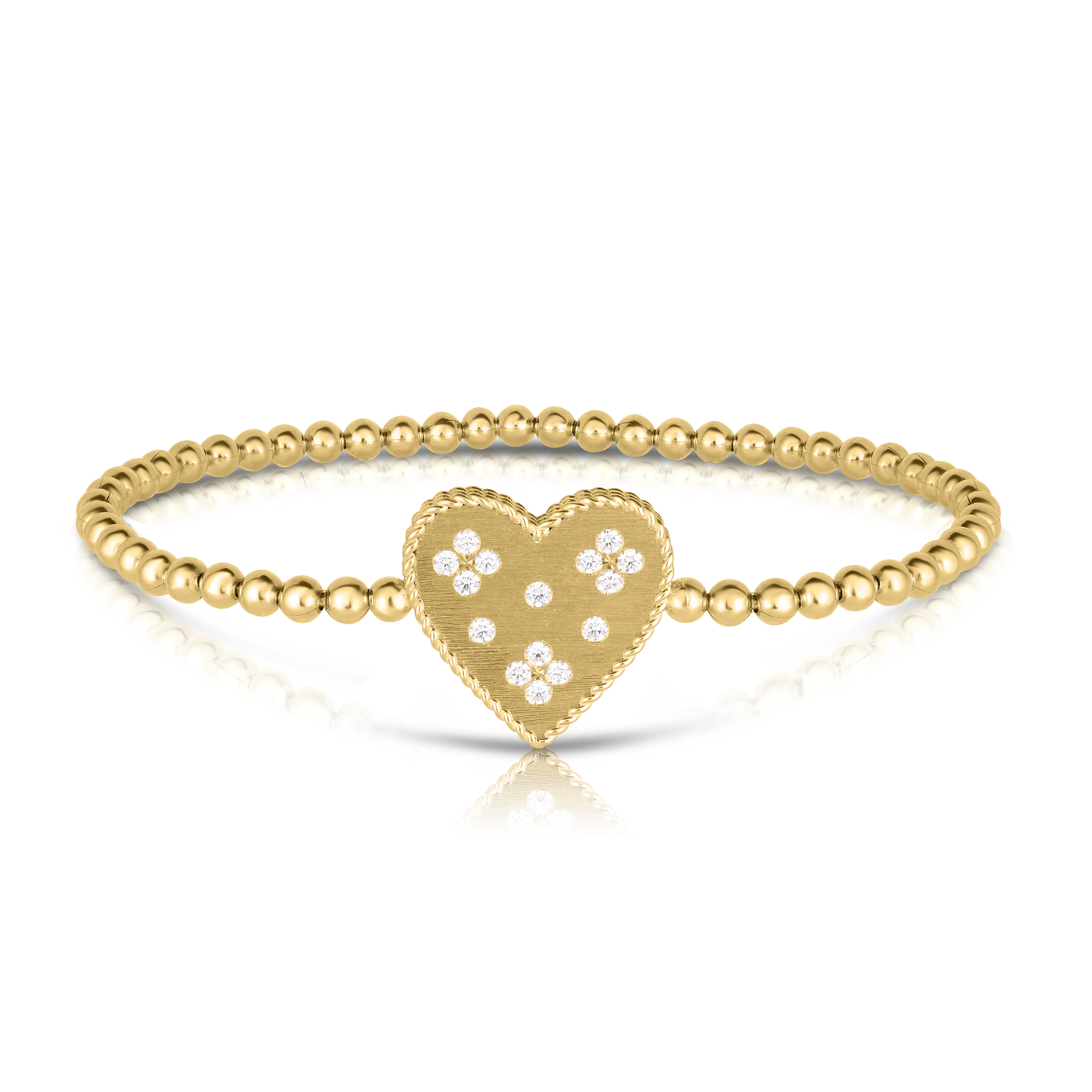 18k Yellow Gold Venetian Princess Medium Heart Medallion Bracelet